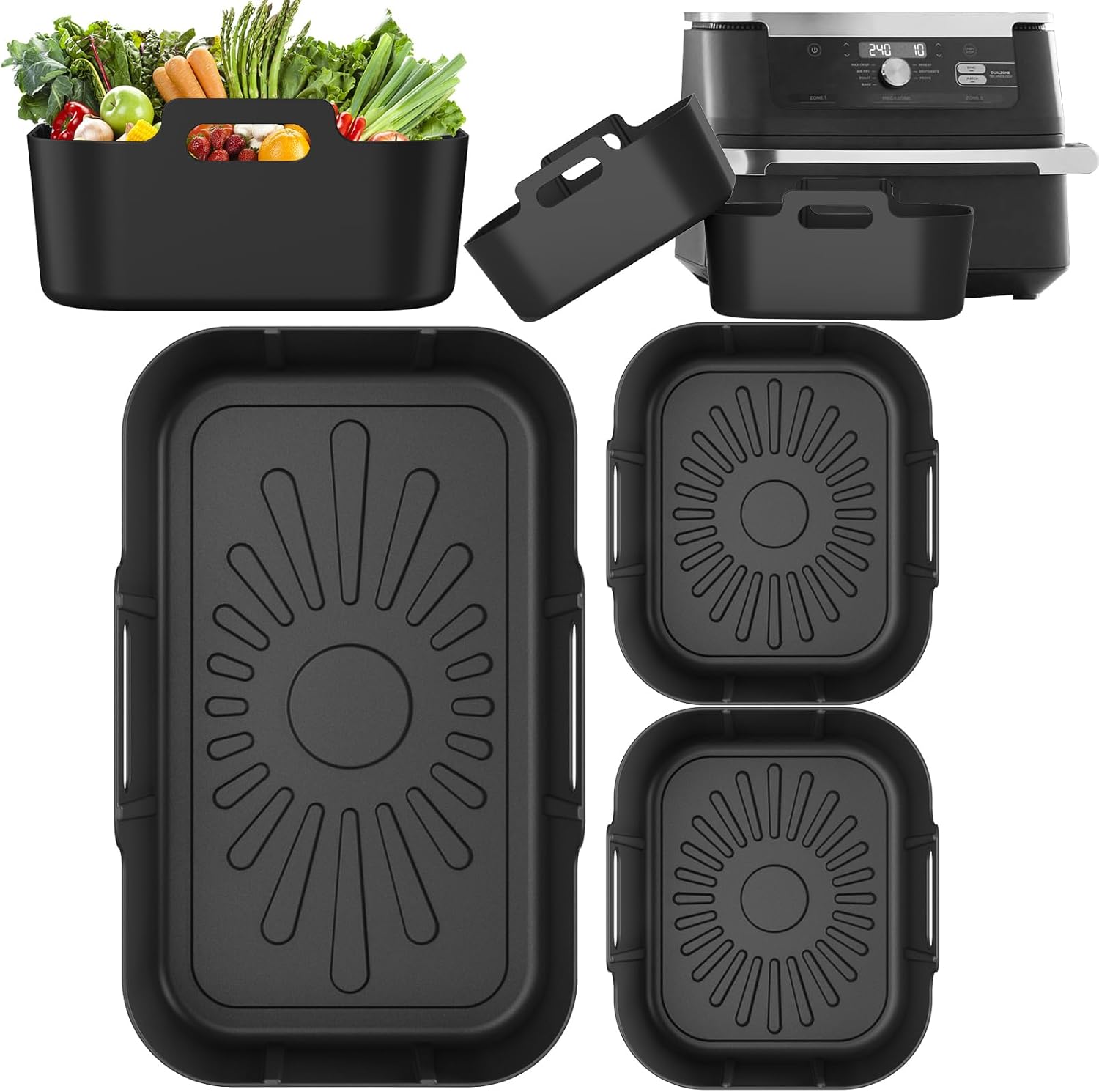 4 Set Air Fryer Accessories For Ninja Flexi Drawer AF500UK,Reusable