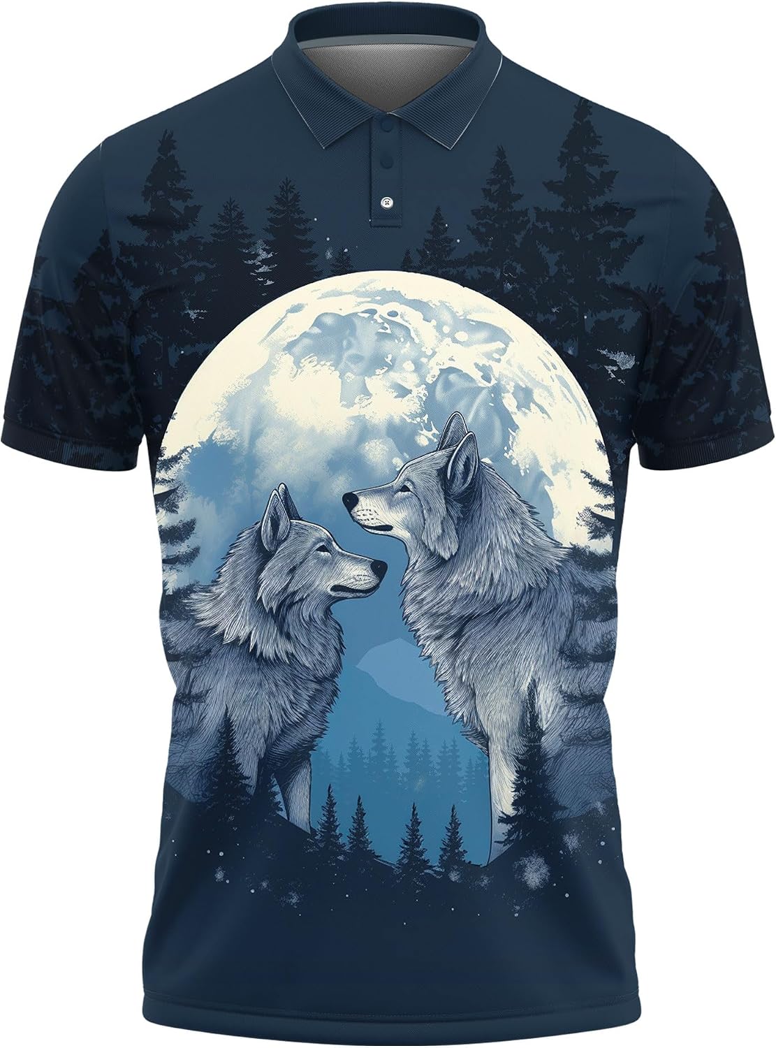 Wolf Lovers Golf Polo Shirts for Men - Mighty Wolf Mens Polo Shirts Short Sleeve Regular Fit Series 129