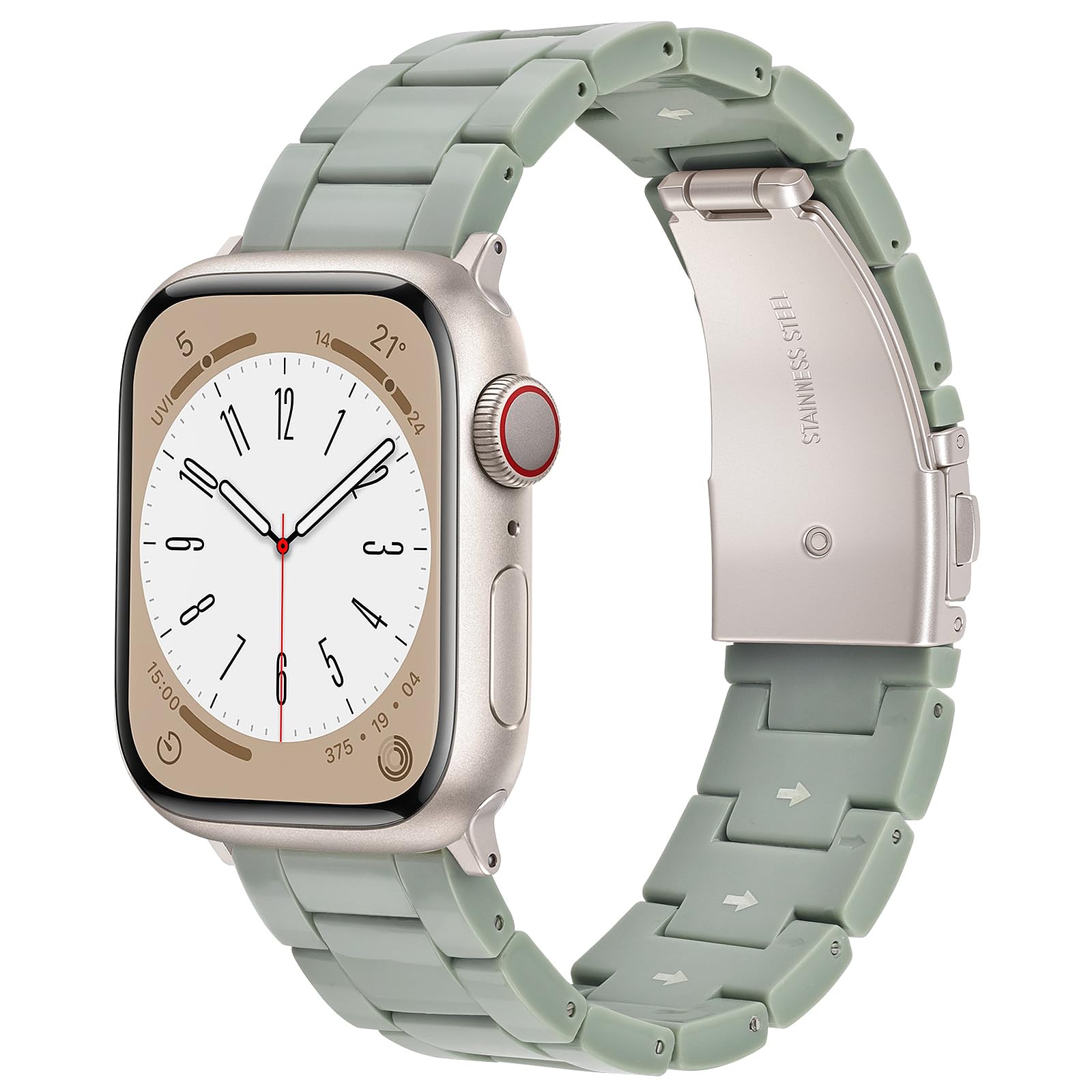 Photo 1 of V-MORO Resin Bands Compatible with Apple Watch Series 11/10/9/8/7 Band 45mm 46mm Starlight Buckle Lightweight Fashion Strap Women Men Bracelet for iwatch Ultra Series SE/6/5/4/3/2/1(Cactus,42/44/45/46/49mm)