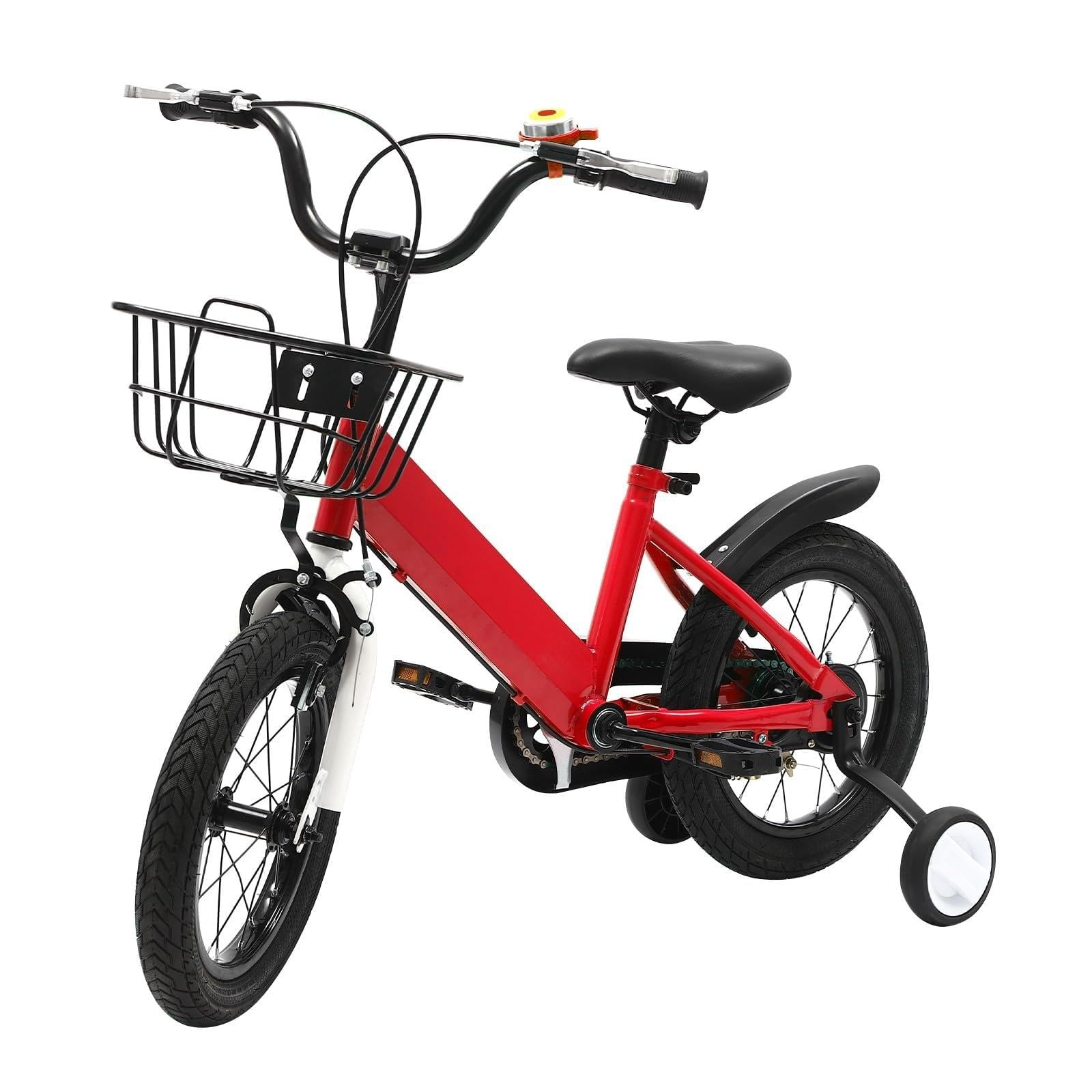 Kinderfahrrad 14 Zoll Kinder Fahrrad Höhenverstellbar Mädchenfahrrad für ab 3-5 Jahre Upgraded Kinderfahrrad mit Stützrädern & Korb Jugend Fahrrad für Schulung Outdoor Reiten