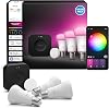 Philips Hue Starter Kit Bridge Pro + 3 E27 Smart Bulbs + Smart Button White and Colour Ambiance Smart Light Hub Light Control Compatible with Various Smart Home Assistants