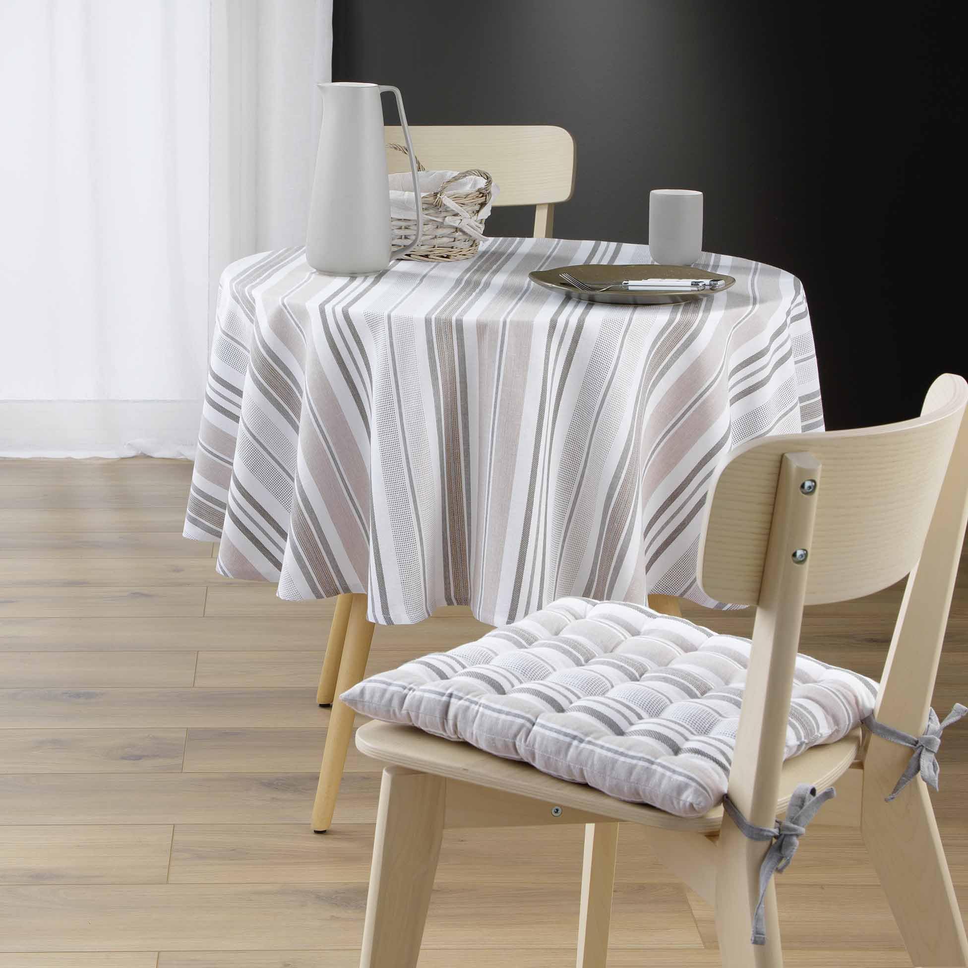 Douceur d'Intérieur Tablecloth Round (Diameter 180 cm) Melina, Cotton & Recycled Polyester GRS, Natural, 70.9 inch (Round) - Image 2
