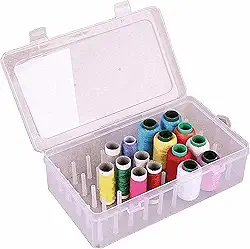 1, 2 ou 3 unidades Estojo para Linha de costura com 42 compartimentos para carretéis de linha, caixa de armazenamento vazia, compacta (1, Transparente)
