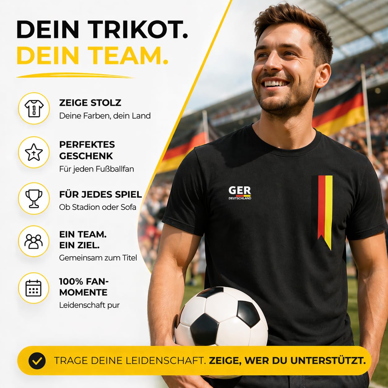 Maglia Germania Coppa del Mondo 2026 - per Uomo & Donna - per Il Campionato Mondiale di Calcio - Articolo da Tifoso Germany, Nero, L - 2