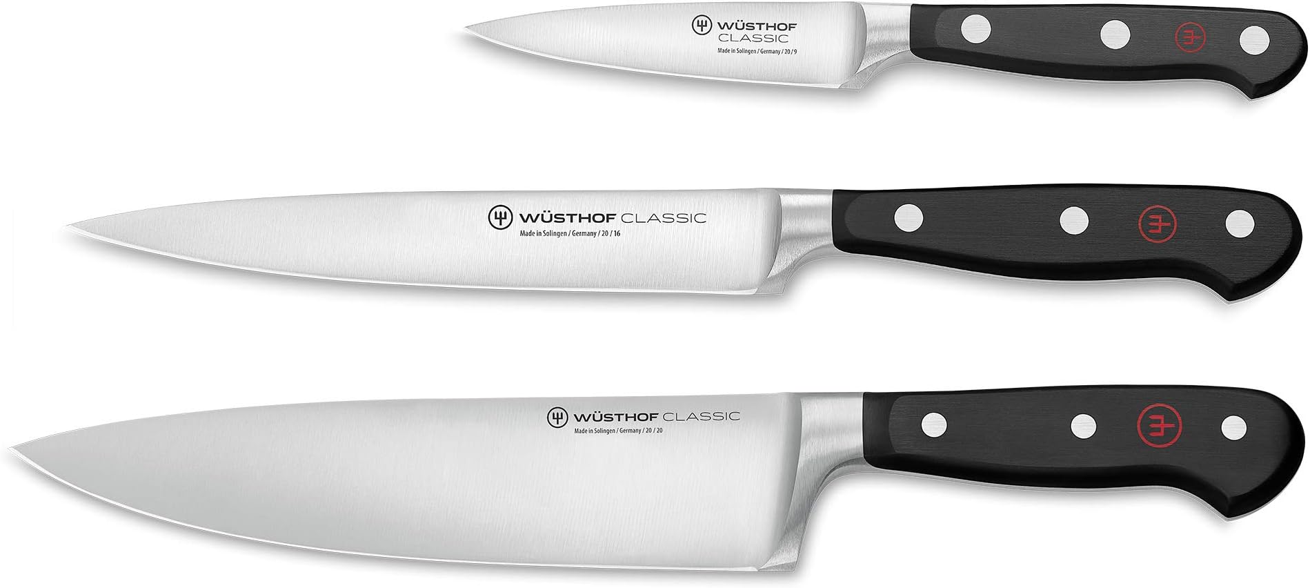 Classic 3-Piece Chef's Knife Set, Black
