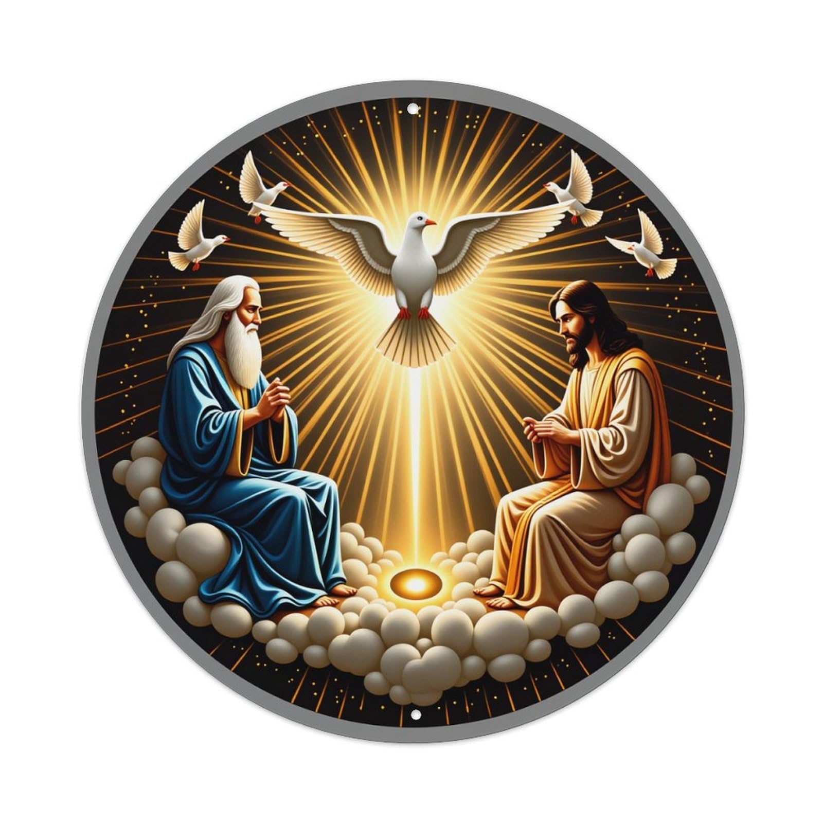 Divine Light Holy Spirit Doves Christ God Metal Tin Sign Vintage Garden Bedroom Cafe Bar Man Cave Home Wall Decor Metal Poster 8x8 inches