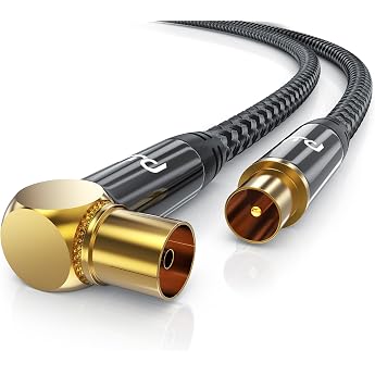 CSL - 2 m antenna cable angled with braiding 8k 4k HDTV - 2 m antenna cable - 90&deg; angle to plug straight - HDTV 75 Ohm - suit