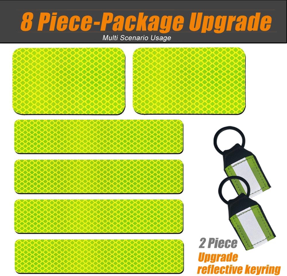 6 Pack Extra Reflective Patch Hook Fastener for Safety (Green)