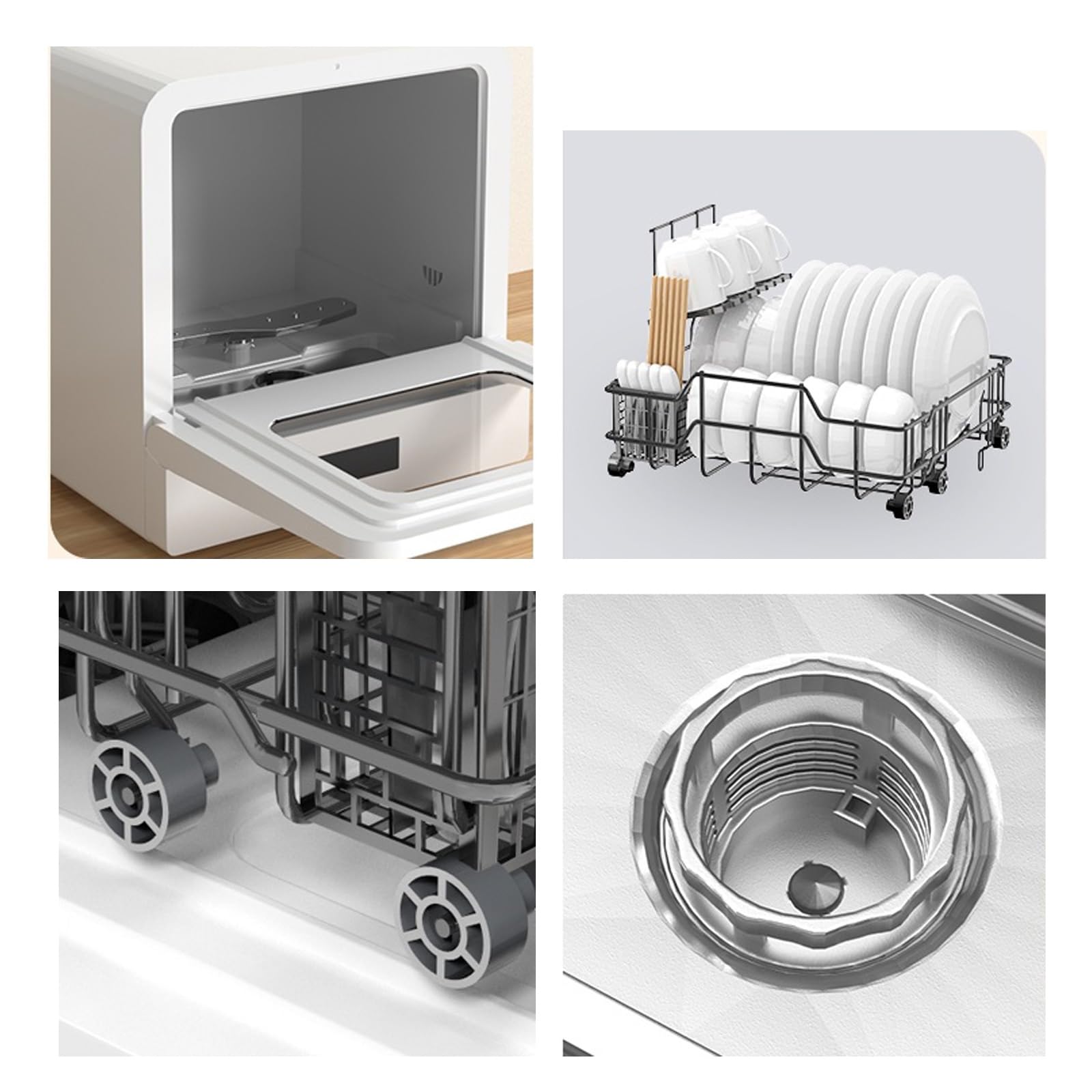 Lavavajillas- Lavavajillas de encimera Completamente automático, lavavajillas Inteligente On-Stop sin instalación de Escritorio pequeño for el hogar hogar, Apartamentos y vehículos re