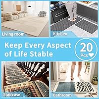 Vista 6 de 20 unidades de agarre para alfombra, almohadillas antideslizantes, agarres reutilizables y lavables para alfombra de área, agarre de alfombra