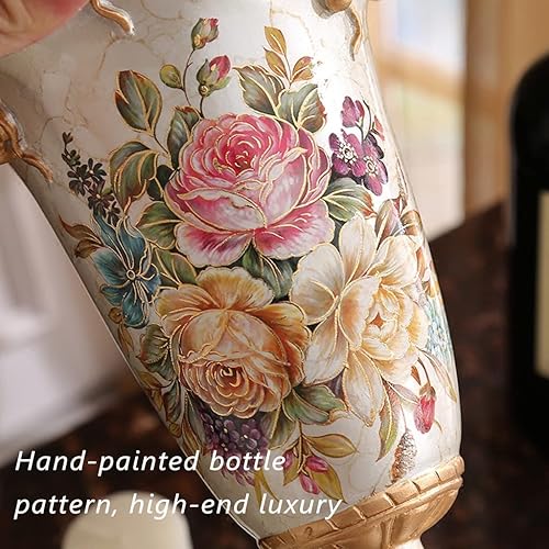 Miniatura 6 de Florero de estilo europeo grande, florero decorativo de resina pintado a mano para sala de estar, comedor, centro de mesa, dormitorio, oficina,