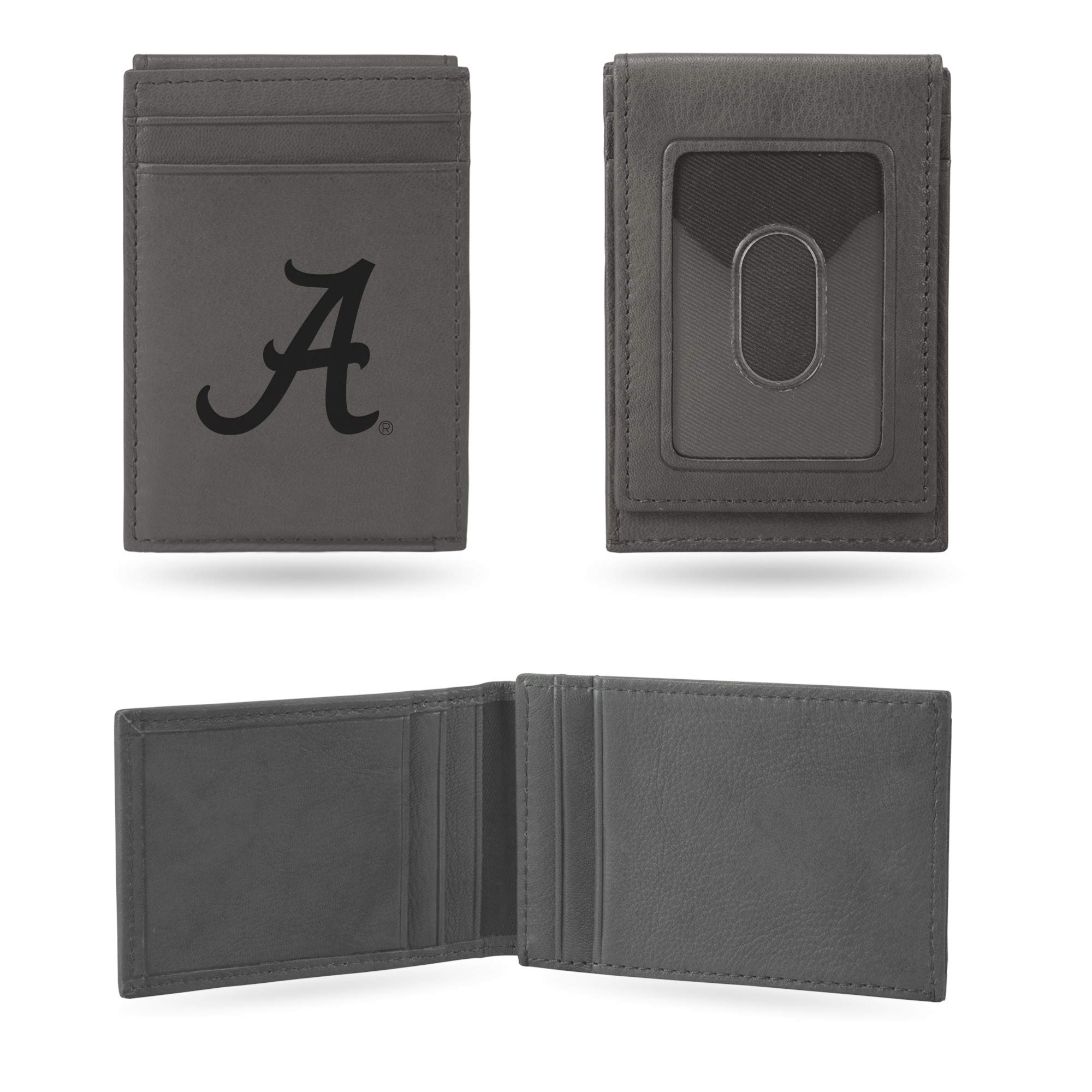 Rico Industries NCAA Gray Laser Engraved Front Pocket Wallet - Compact/Comfortable/Slim