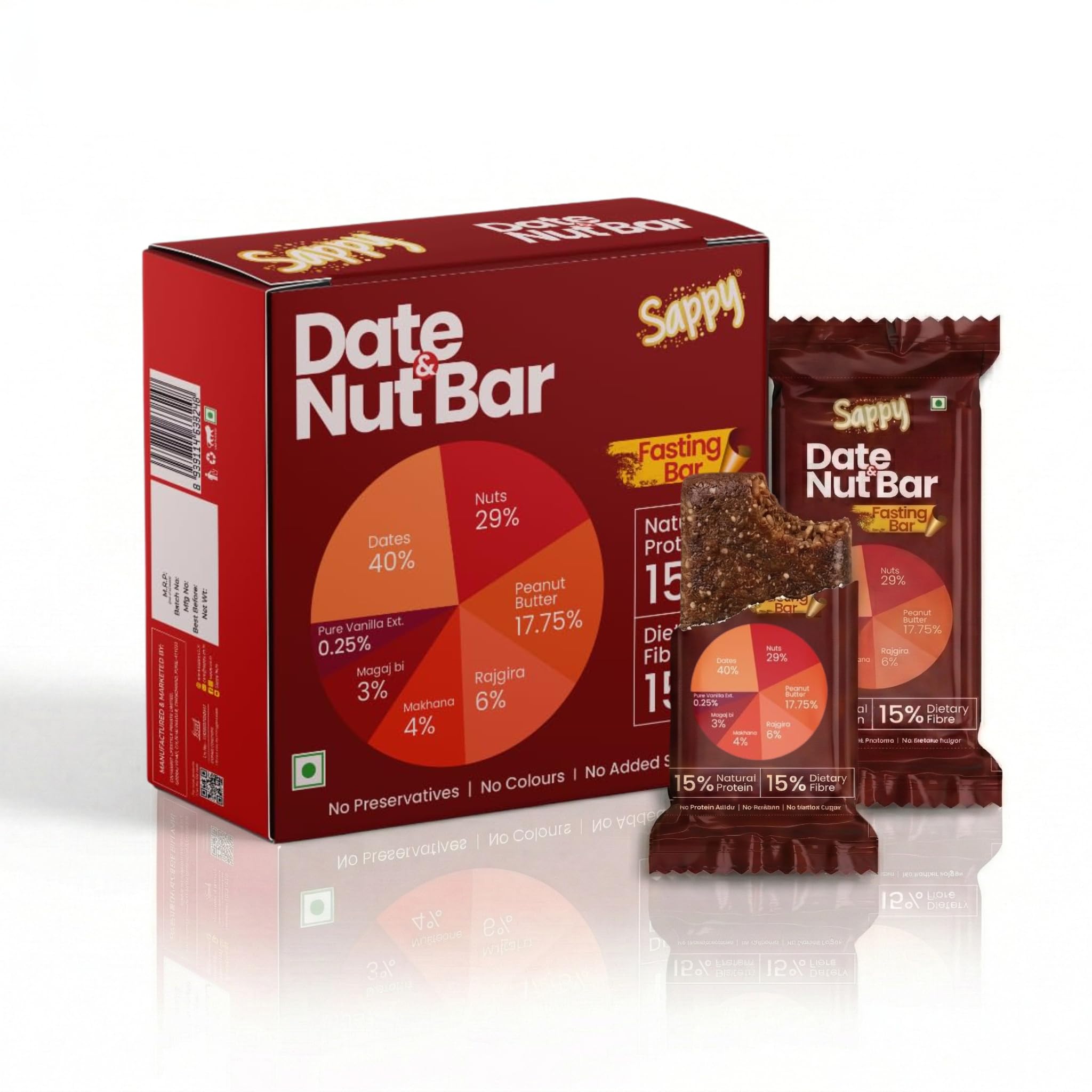 SAPPY Date & Nut Energy Bars Made with Dates, Natural Protein | Pack of 8 x 50gm | Dairy Free & Suger Free | No Artificial Sweetners | No Gluten & Soy | No Preservatives | All Natural | Everday healthy & Testy Snack | Rich in Fiber & Protein-image-48