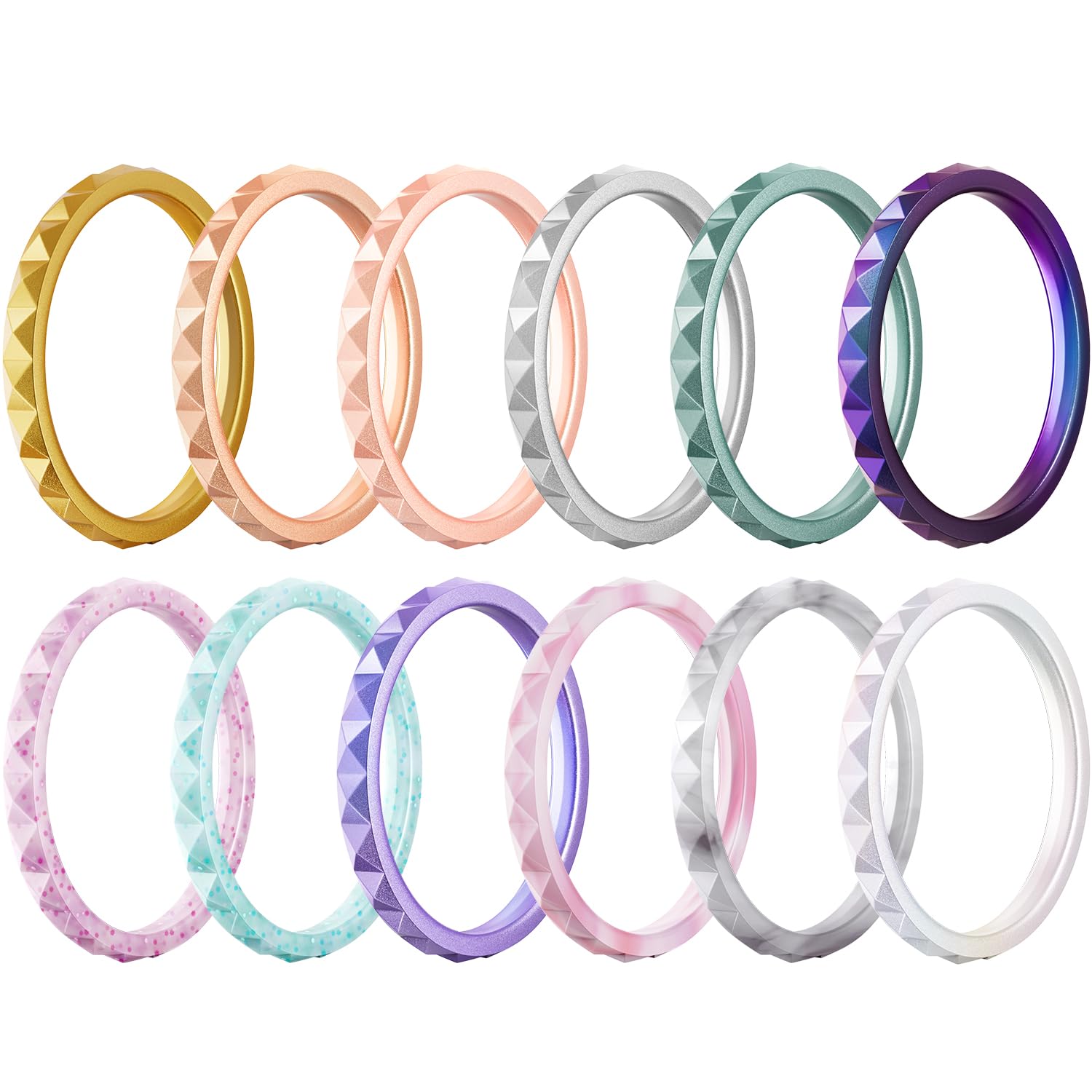 Egnaro Silicone Wedding bands women, Stackable Silicone Ring style