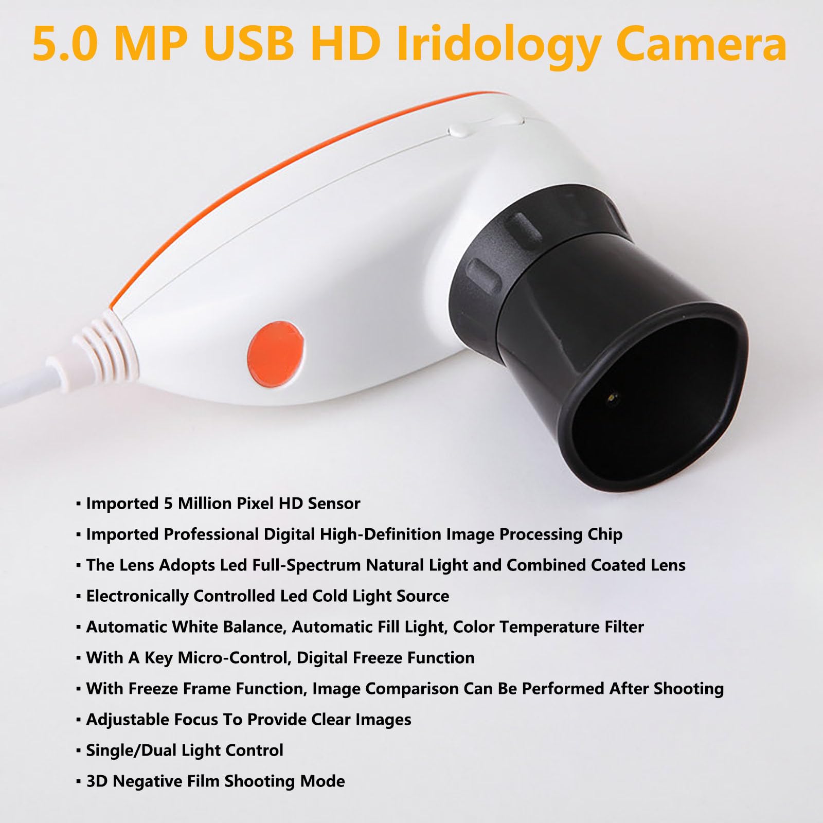 Analizzatore for telecamera iridologica USB da 5,0 MP Telecamera for iridologia HD | Analisi delle lenti dell'iride HD 30x Software Pro Iris inglese for l'analisi dei peli della pelle degli occhi