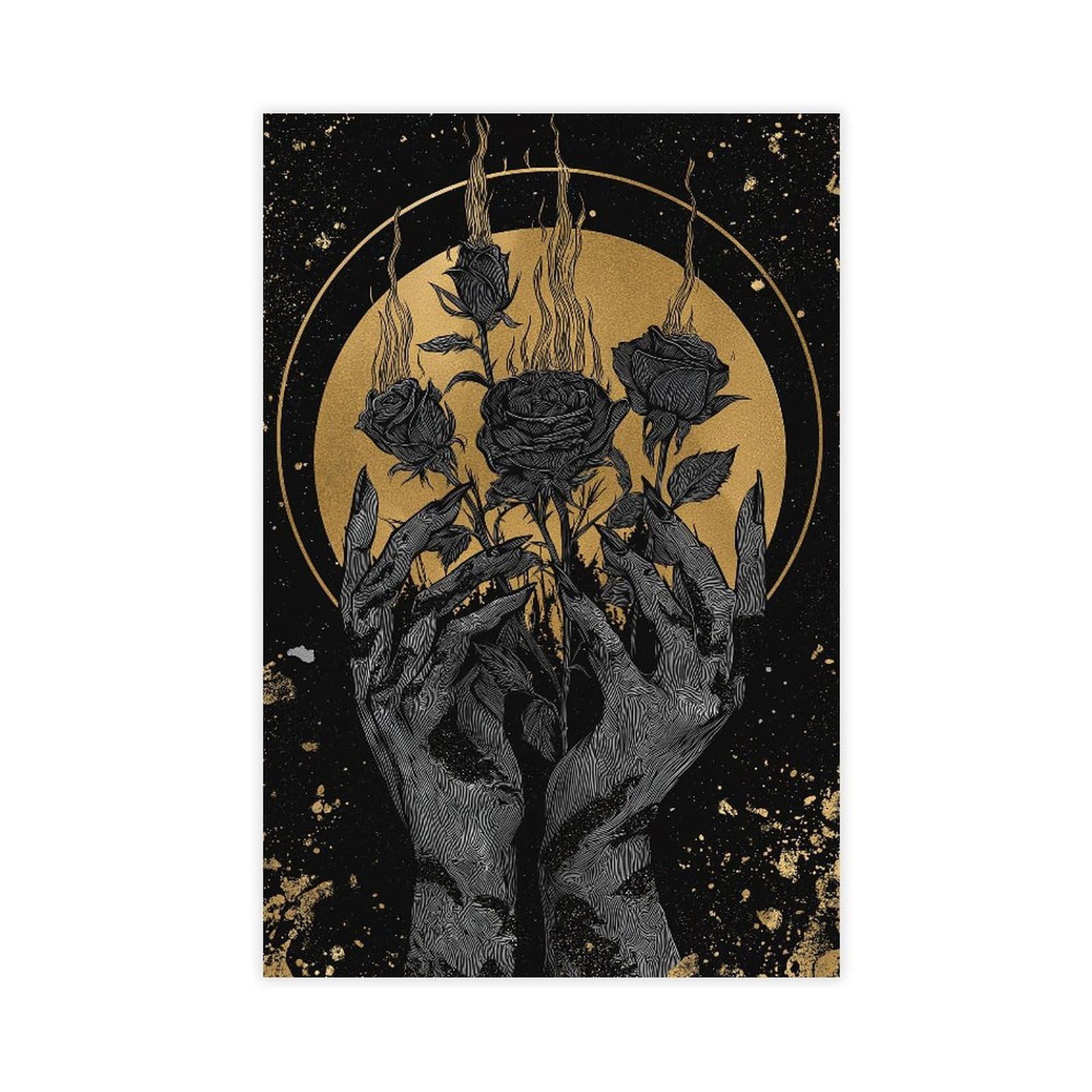 YWTJAX Gothic Black Rose Poster Canvas Poster for Office Decor Gift