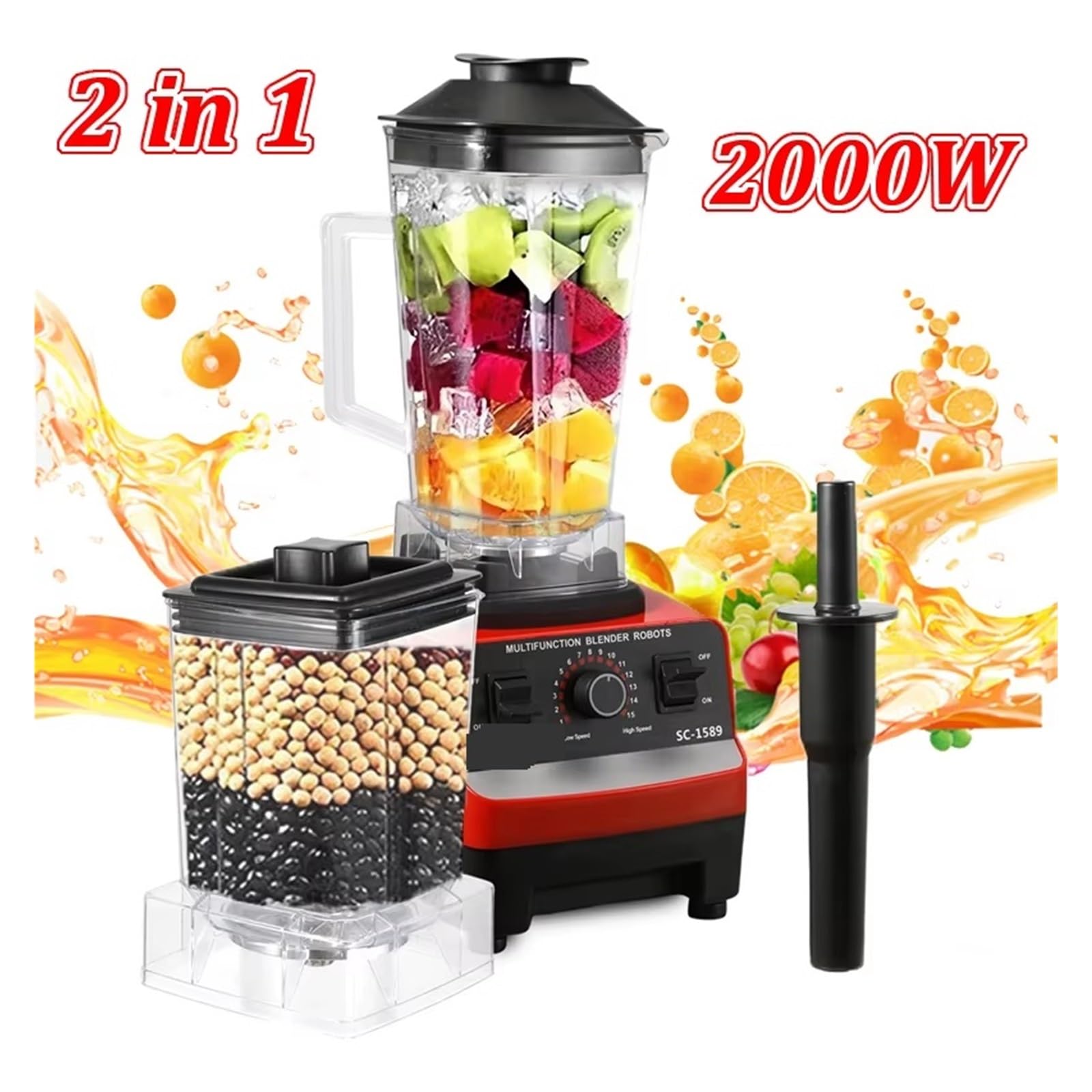 Blender Elektryczny 2 W 1 2000 W Profesjonalny Mikser Wyciskarka Do Soków Blender Do Owoców I Warzyw Blendery Stołowe Robot Kuchenny Dla Dzieci łAtwy W UżYciu
