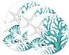 CounterArt Coral Life 4 Pack Round Reversible Easy Care Flexible Plastic Placemats Made in The USA Reversible Flexible Easily Wipes Clean