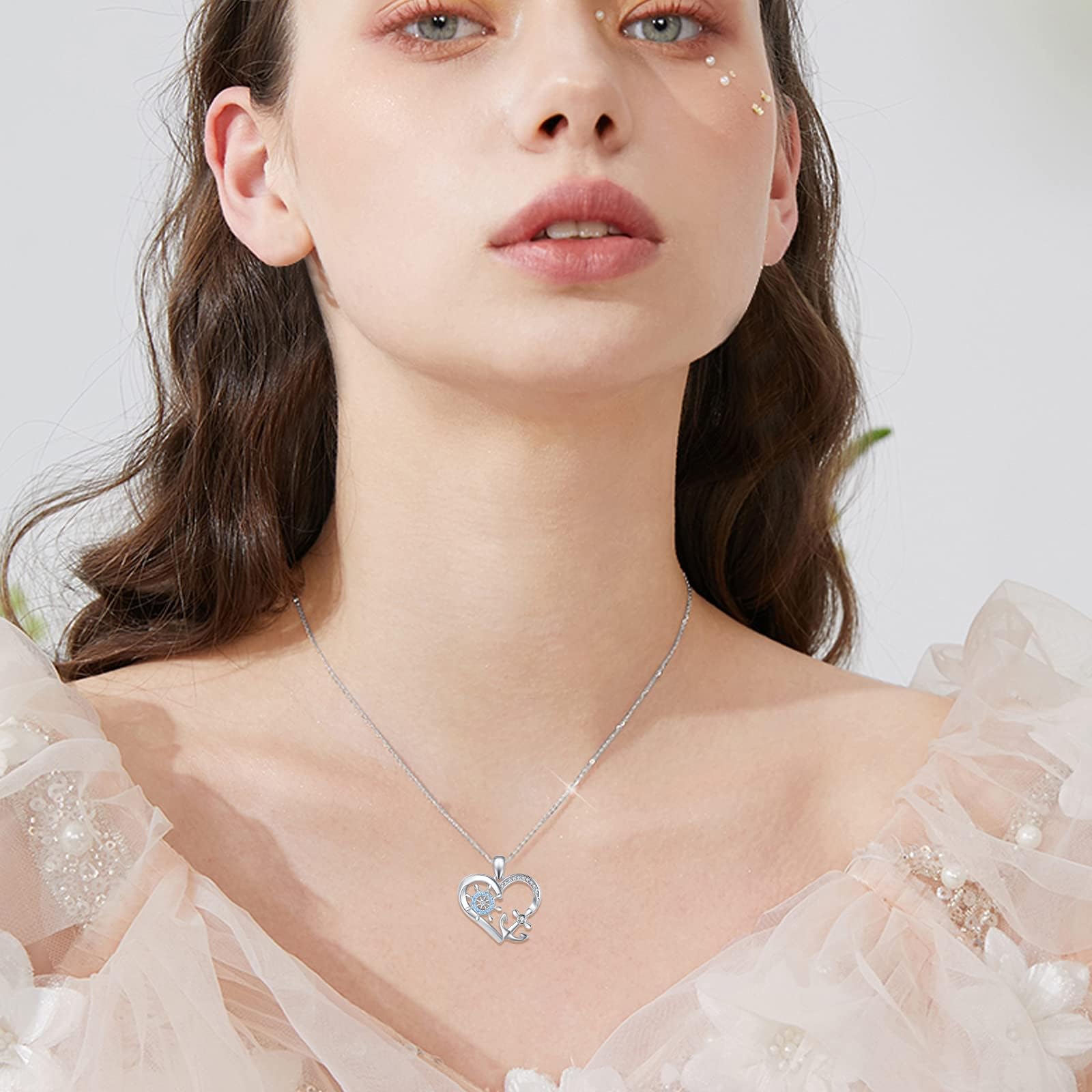 OHAYOO Collana di ancoraggio per donna 925 collana oceano nautico in argento sterling ciondolo marinaio oceano tropicale ancoraggio gioielli regali per donne ragazze