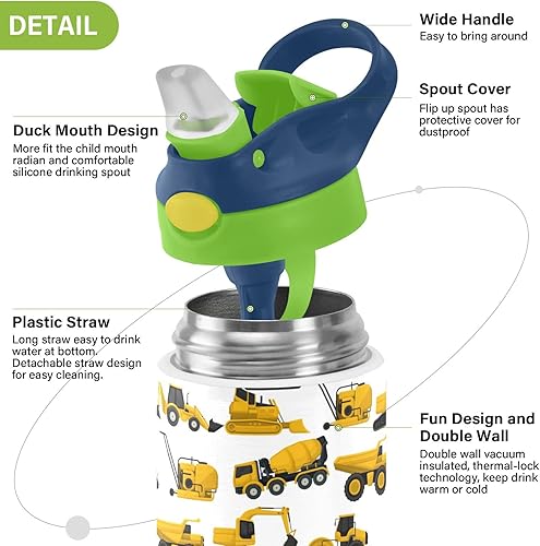 Miniatura 4 de Botella de agua de acero inoxidable para niños de 12 onzas de acero inoxidable con aislamiento al vacío para niños, botella de agua aislada al vacío