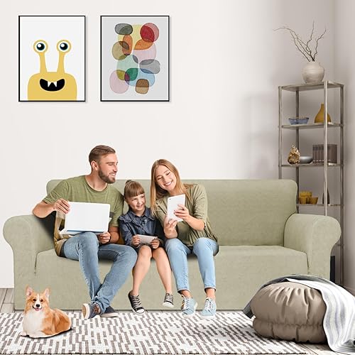 Miniatura 86 de MAXIJIN Funda súper elástica para sofá de 3 cojines, funda universal de 1 pieza para sofá de sala de estar, protector de muebles de elastano, apto