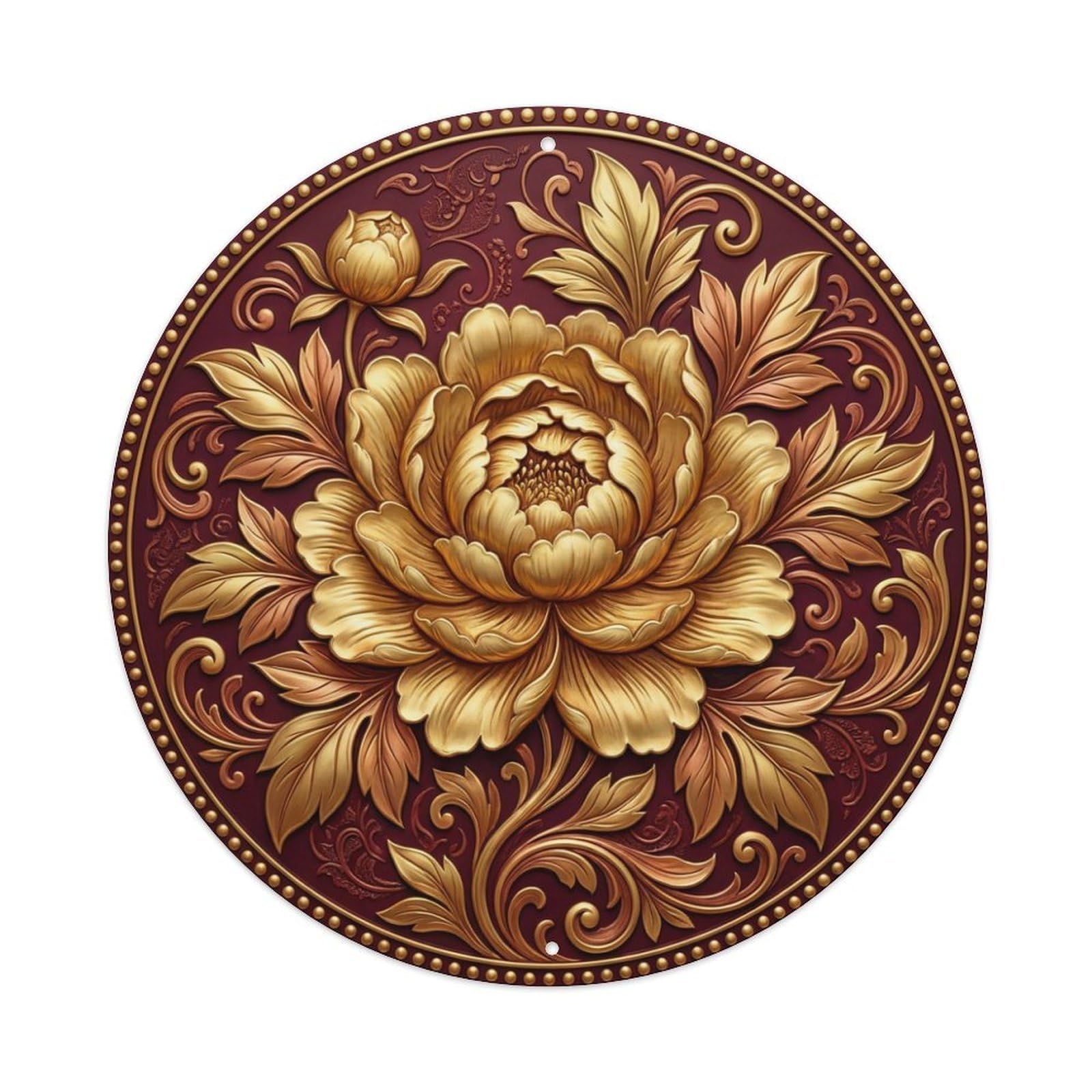 Fyrn Style Metal Tin Sign Vintage Namaste Peony Blossom Prosperity Flower Zen Yoga
