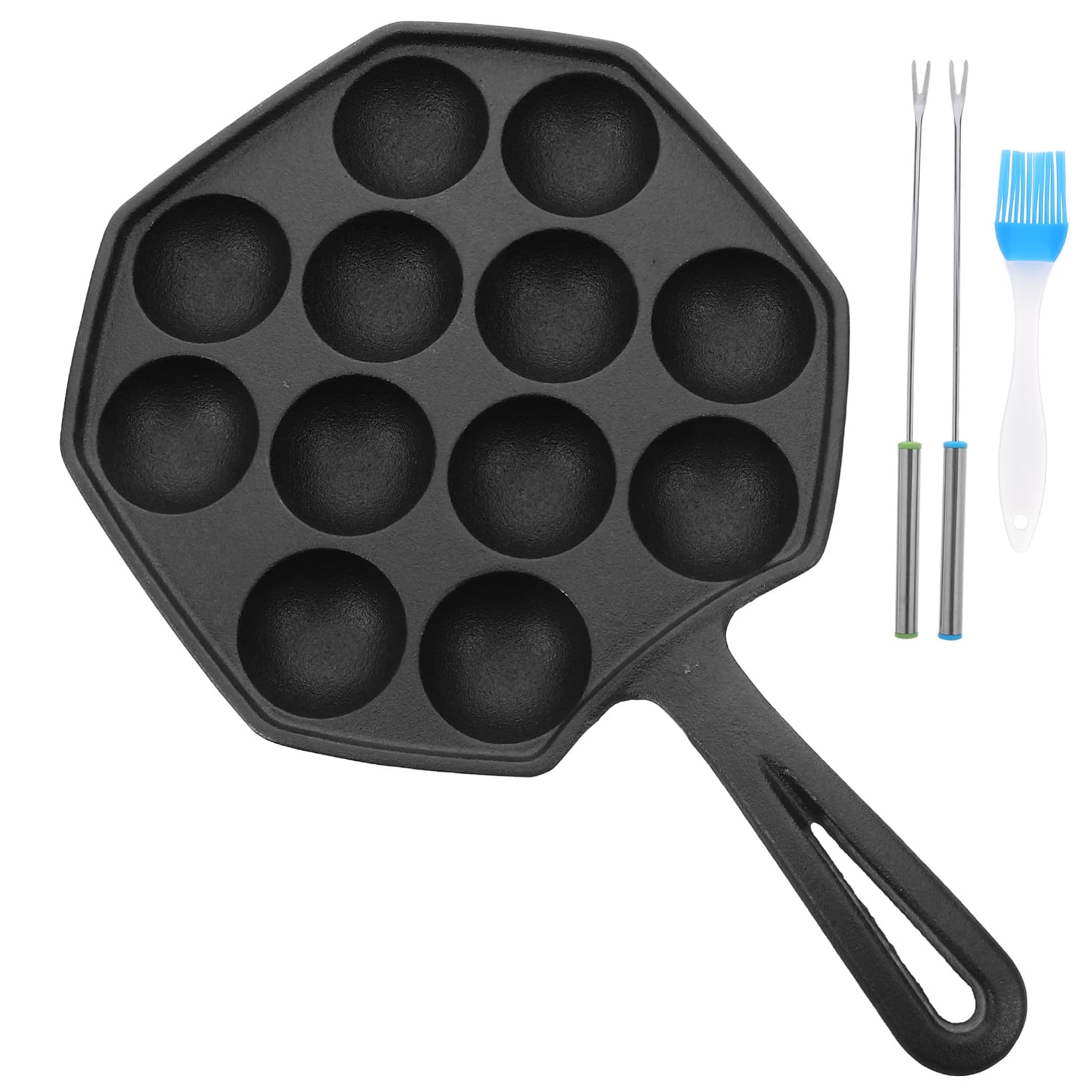 TOYANDONA Otworowa Żeliwna Patelnia Do Takoyaki i Naleśników Tradycyjne Japońskie Naczynie Do Pieczenia Pulpecików Nieprzywierająca Taca Grillow Efektywnego Smażenia i Pieczenia