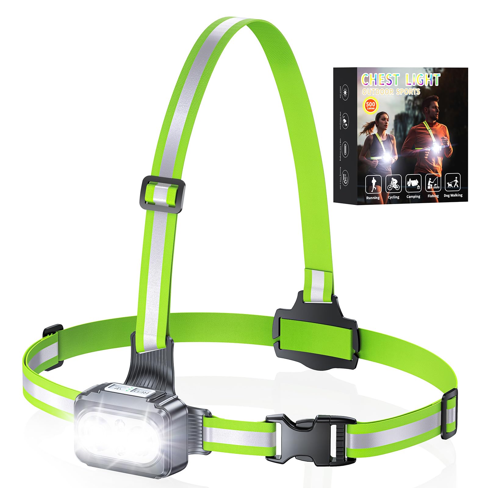 Babacom 500LM Lampe Running Pectorale, 6+2 Modes Lampe Course