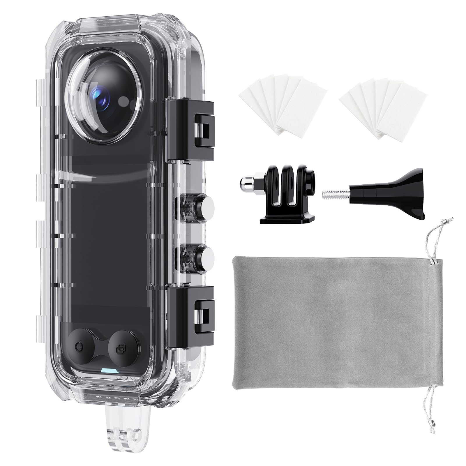 Photo 1 of HONGDAK Invisible Dive Case for Insta360 X4, 45m/147ft Waterproof Case Protective Underwater Diving Housing Shell for Insta360 X4 with with Bracket Accessories & Anti- Fog Inserts