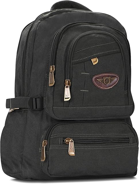 Mochila Masculina Feminina Lona Acampamento Grande Tática que Aumenta Reforçada Resistente (PRETO)