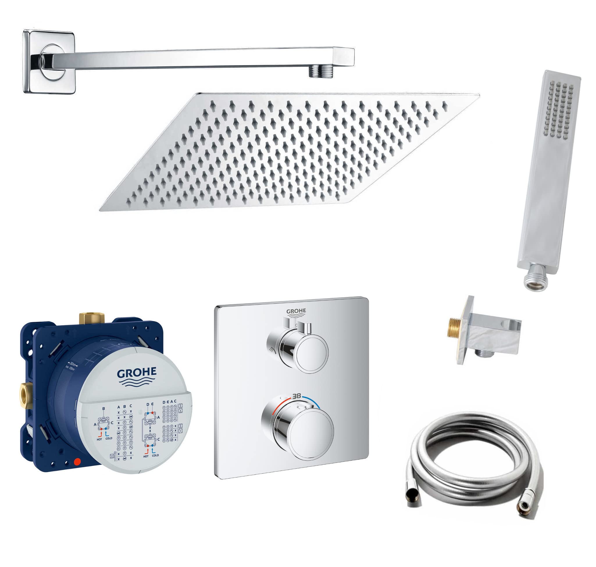 vanvilla Duschsystem Unterputz mit Duscharmatur Grohe poliert G09. V2
