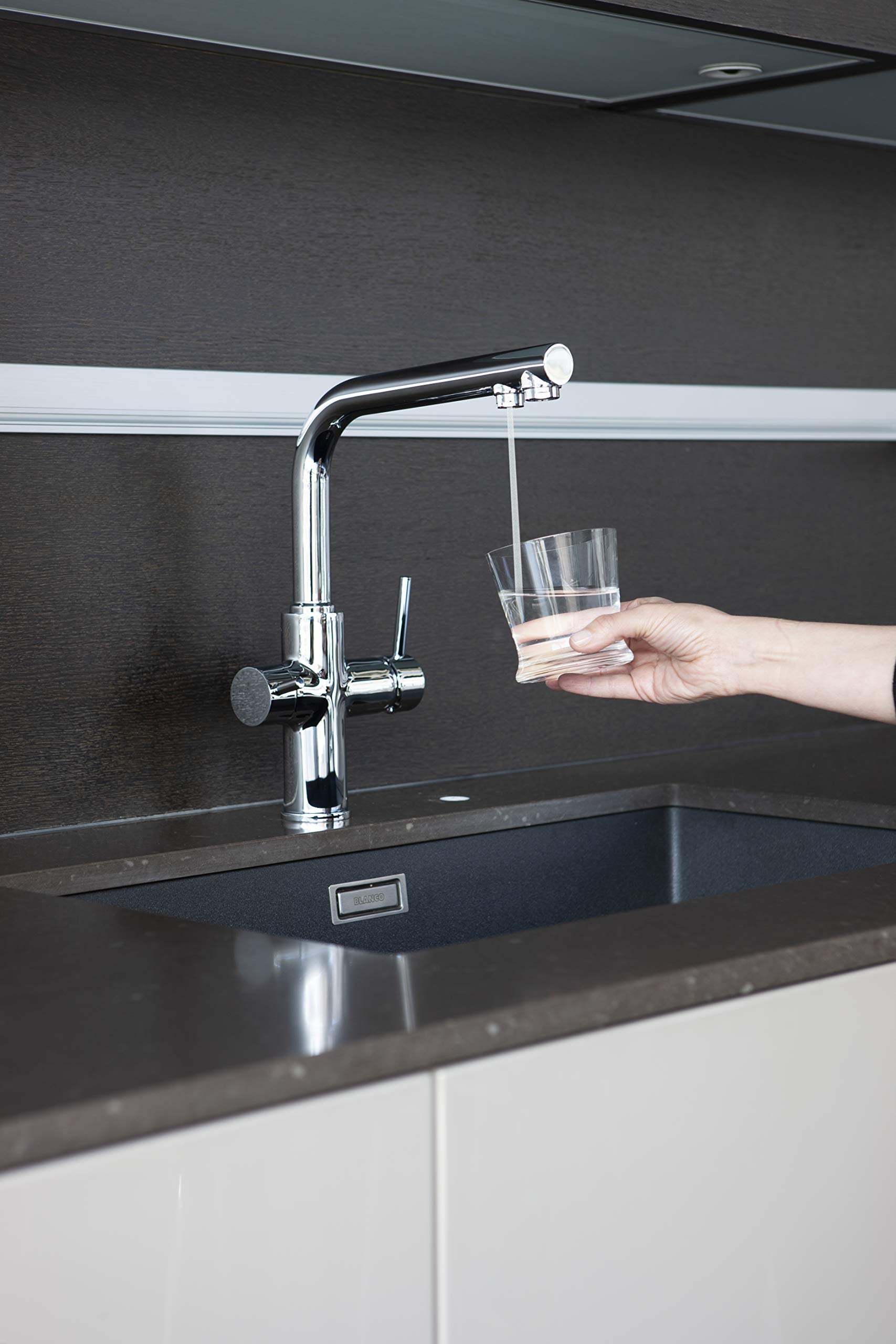 Clever 99684 Grifo de Cocina Monomando Agua Tratada Caiman Econature, Cromado