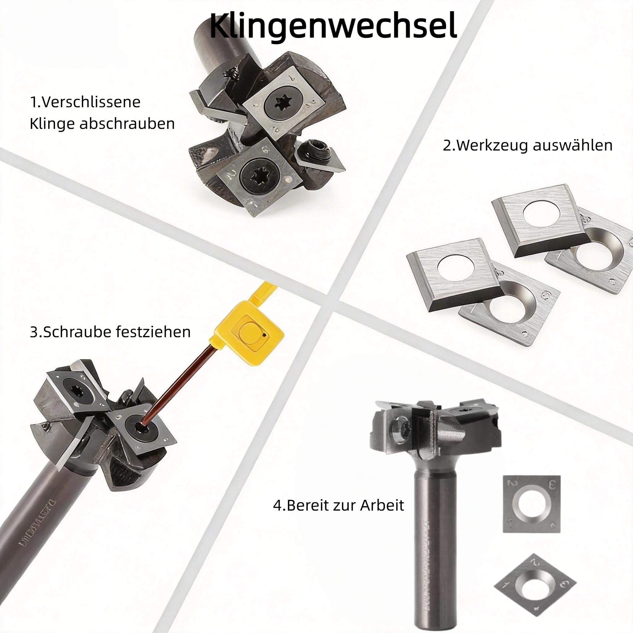 Wendeschneidplatten 10er Set, VHM Hartmetall 30° – 14×14×2 mm, passend für METABO LF724S Lackfräse, Holzbearbeitung