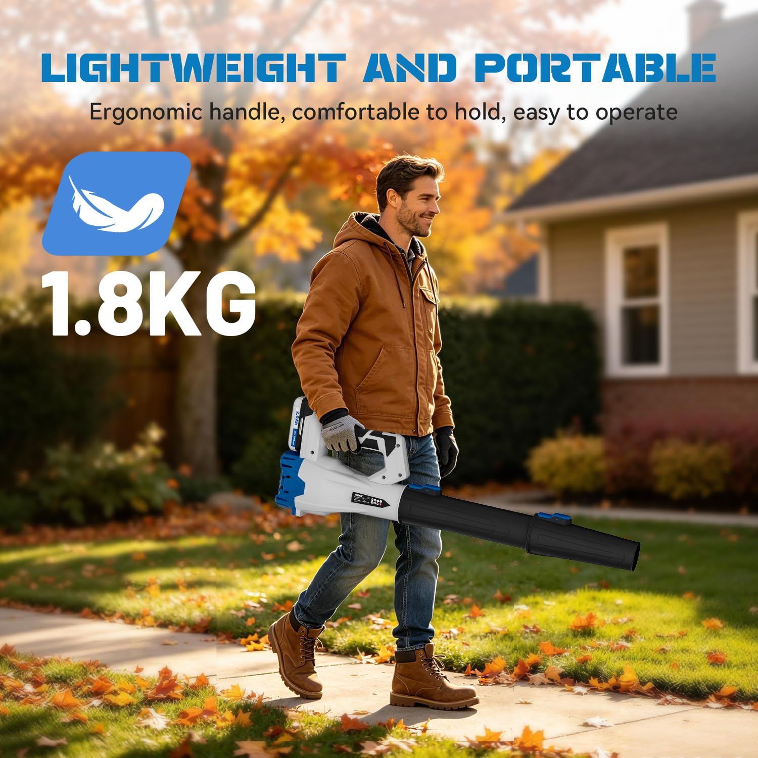 Souffleur de Feuilles CUSBON, Souffleur avec batterie 2 x 2,0Ah et chargeur