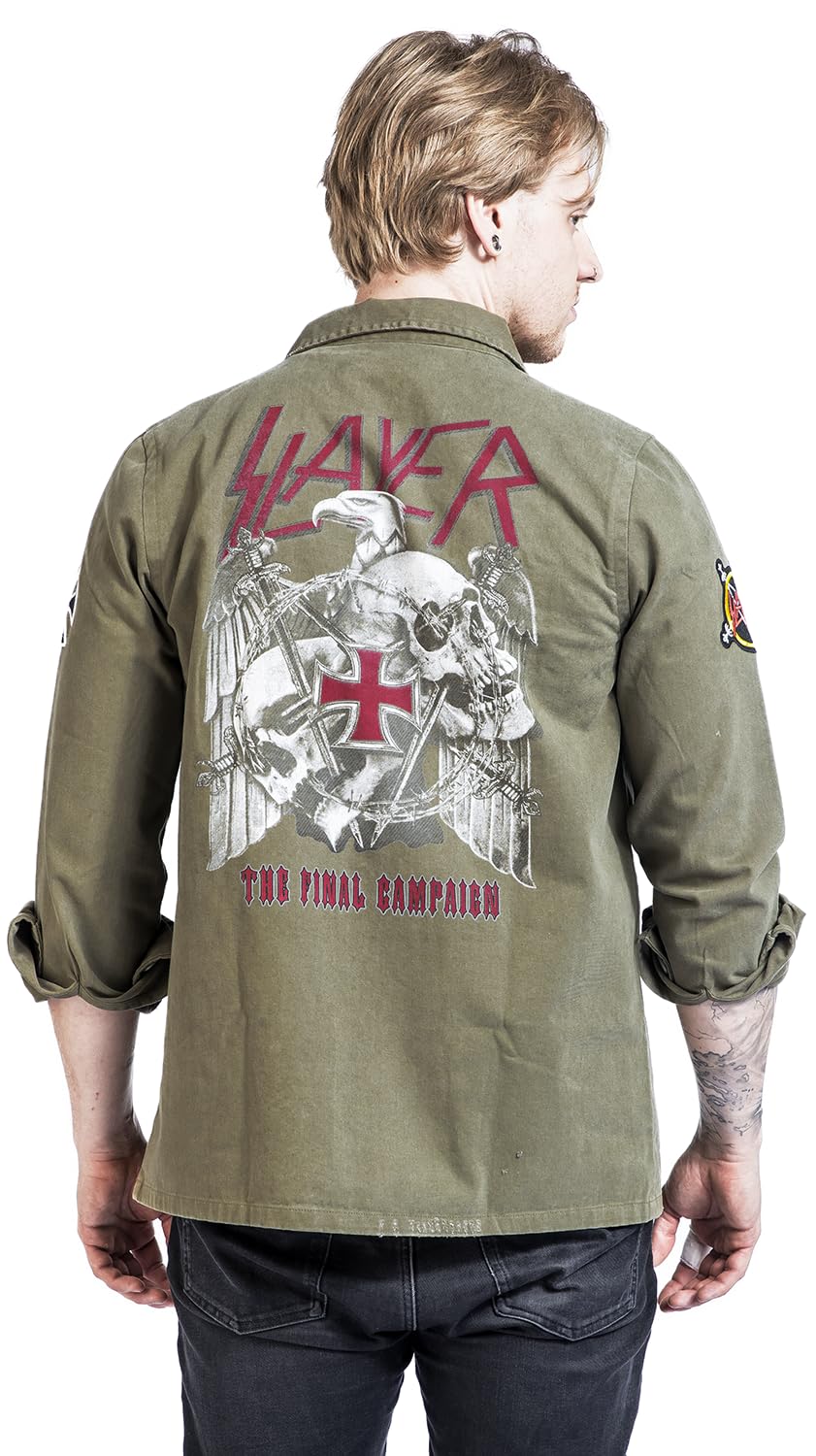 Slayer Amplified Collection Military Shirt - Shacket Männer Langarmhemd Khaki