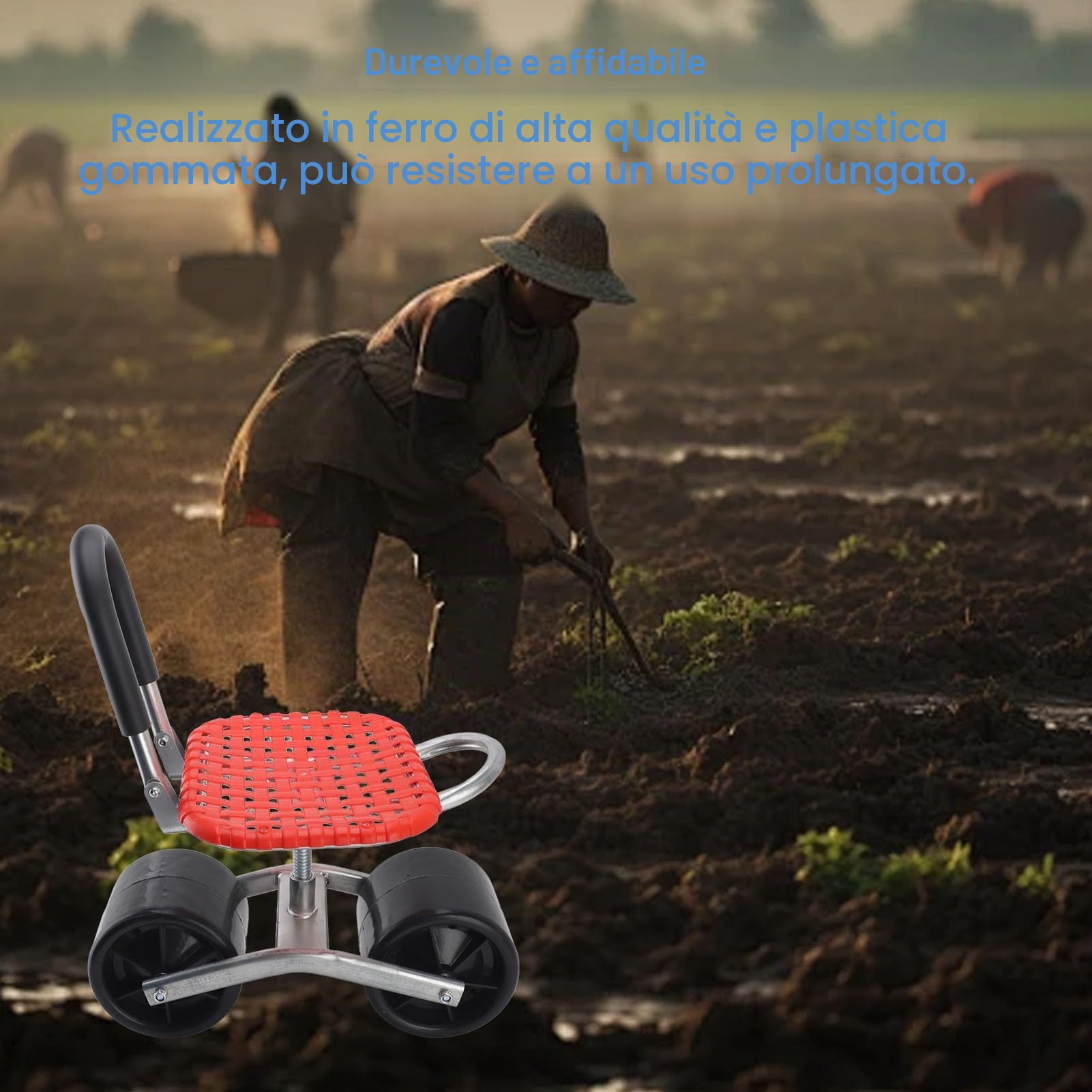 Carrello da Giardino Sgabello con Ruote Sedile da Giardinaggio con Ruote, Sedile da Lavoro da Giardino con Ruote, Sgabello da Giardinaggio per Piantare, Carrello da Giardino