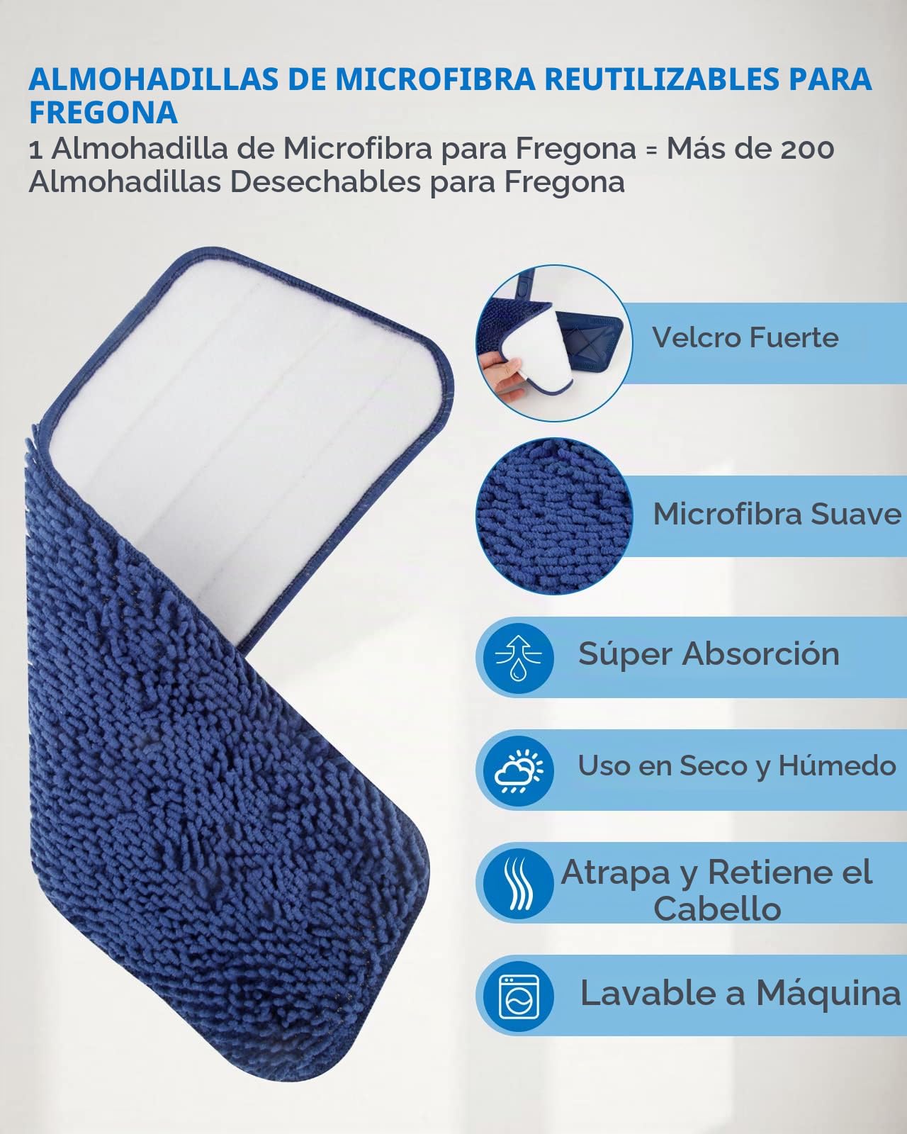 BPAWA,Mopas de microfibra para limpiar suelos, azulejos de madera, mopa pequeña para baño con 4 almohadillas de chenilla lavables reutilizables