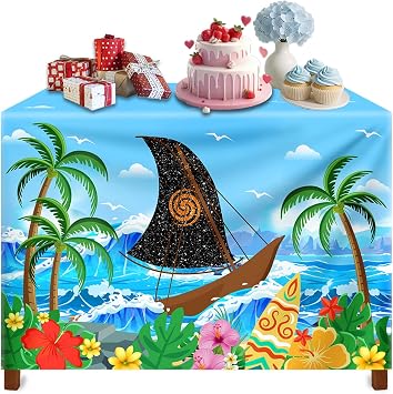 Moana Tablecloth Birthday Party Supplies Tropical Island Theme Party Tablecloth, Tropical Ocean Island Decorations for Ocean Kid Boy Baby Shower Luau Summer Celebration
