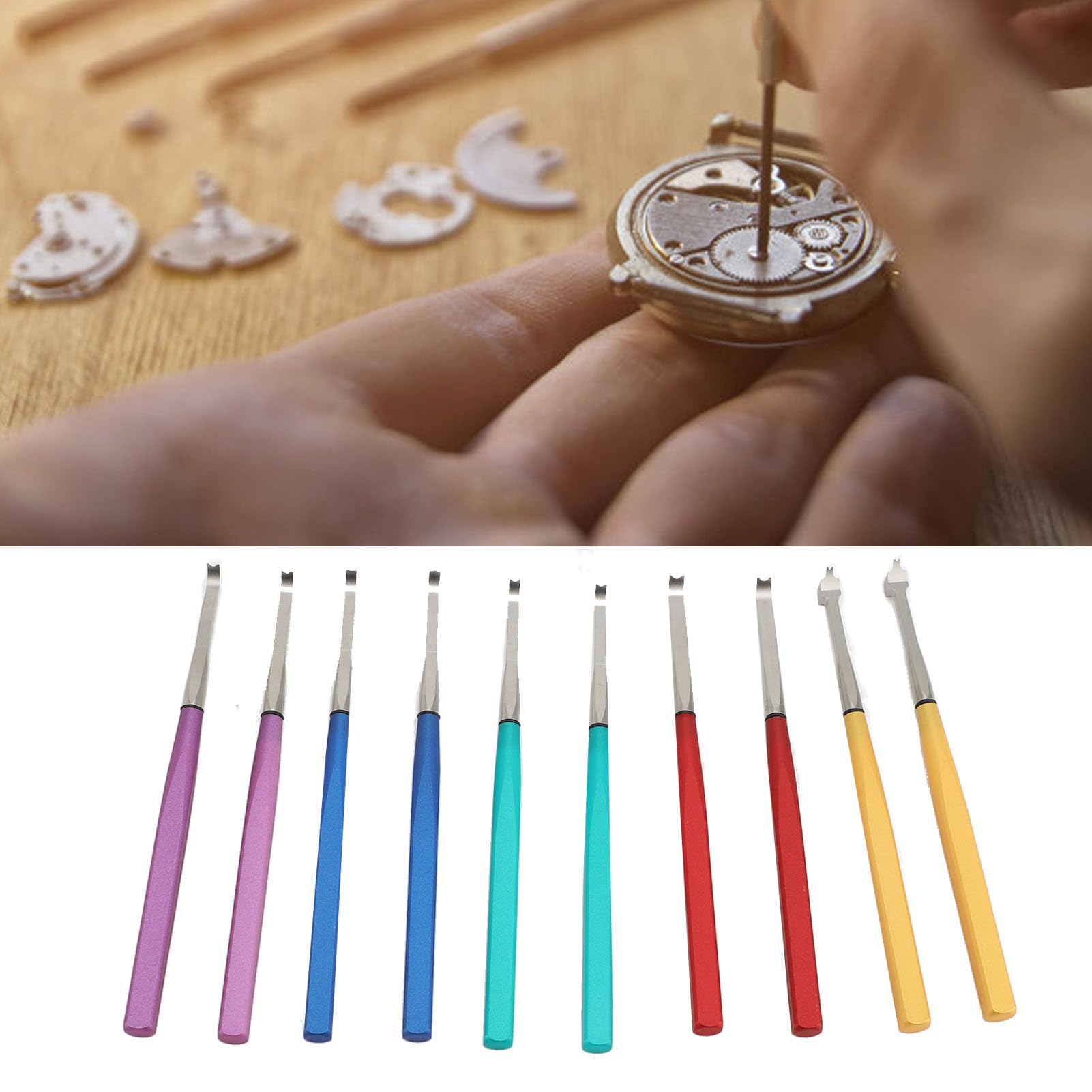 Fockety Kit de Reparación de Relojes, 10 Piezas de Extracción y Cambio de Tamaño de Eslabones de Reloj para Reemplazo de Pilas de Reloj, Juego de Destornilladores de Reparación de