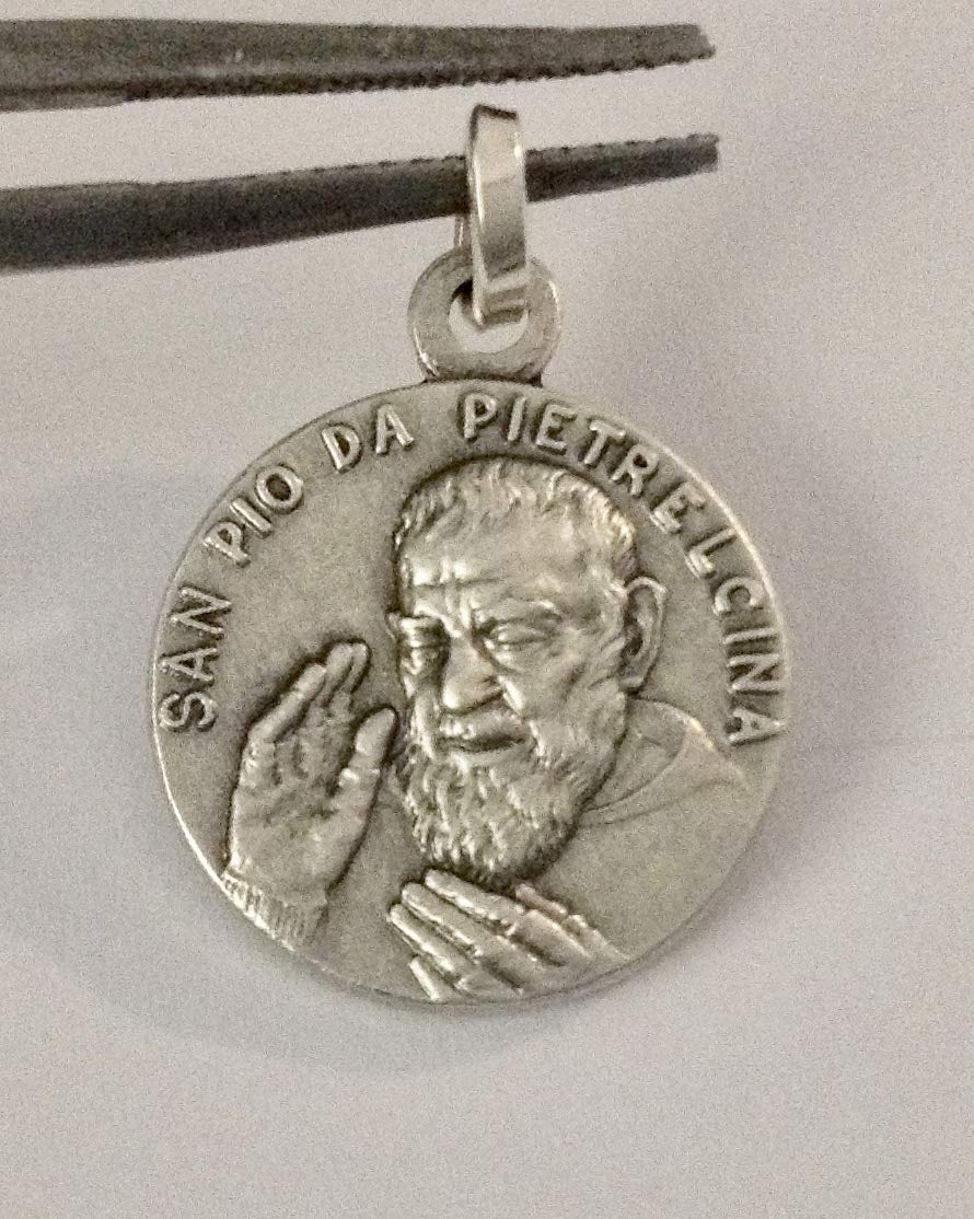 I G J MEDAGLIA DI SAN PIO DA PIETRELCINA (PADRE PIO) IN ARGENTO MASSICCIO 925 MILLESIMI - REALIZZATA IN ALTO RILIEVO