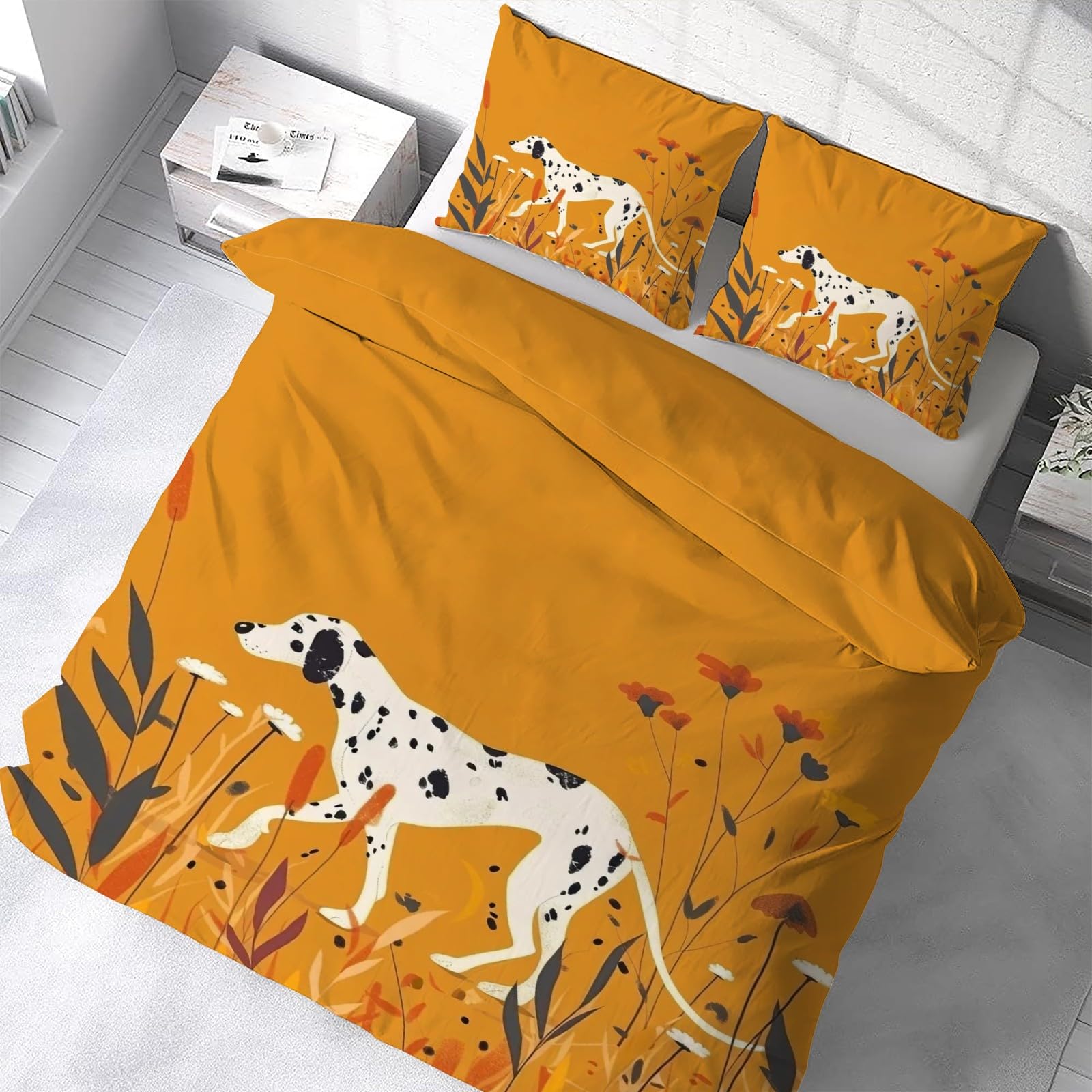 Housse de couette 220x240 chiot imprimé en microfibre pour lit une personne