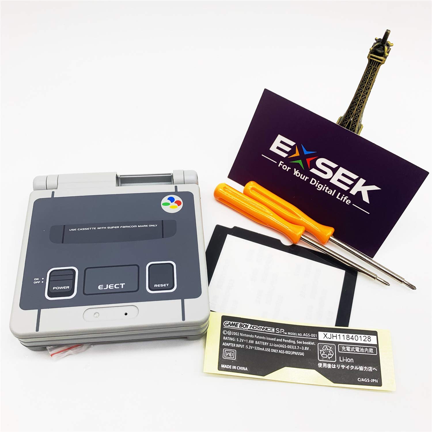 EXSEK Replacement Housing Shell SFC SNES Retro Style GBA SP Case Cover for Gameboy Advance SP with Screen Lens and Buttons Kit (SP SFC)