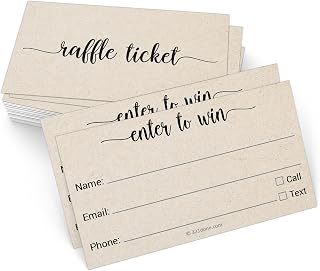 321Done Enter to Win Tickets (Set of 50) 3.5" x 2" Name, Phone Number, and Email, Raffle Tickets Entry Form for Contests, Drawings, Lotteries Prize Game, Kraft Tan