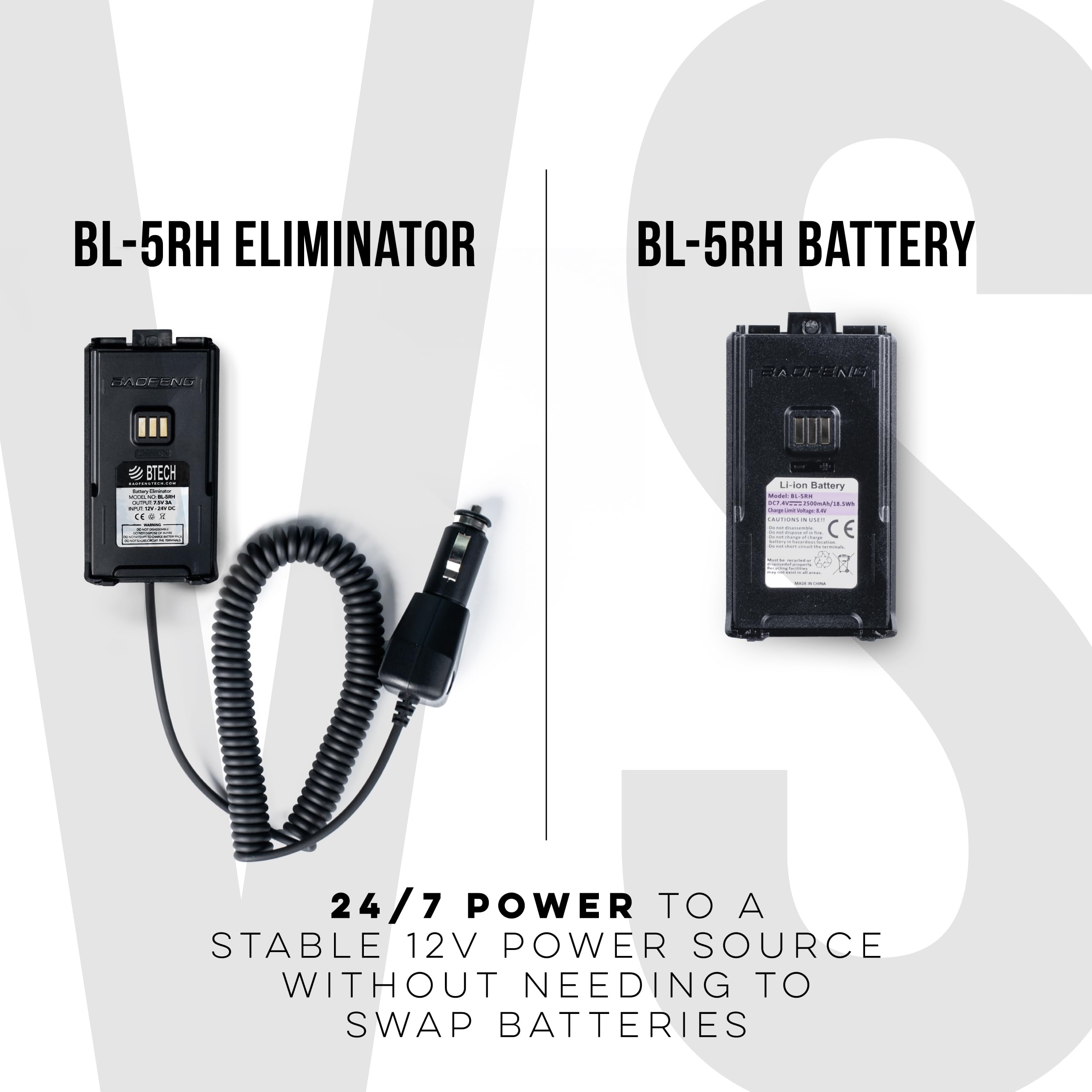 BTECH BL-5RH Éliminateur de batterie 12-24 V CC pour BF-F8HP PRO Baofeng