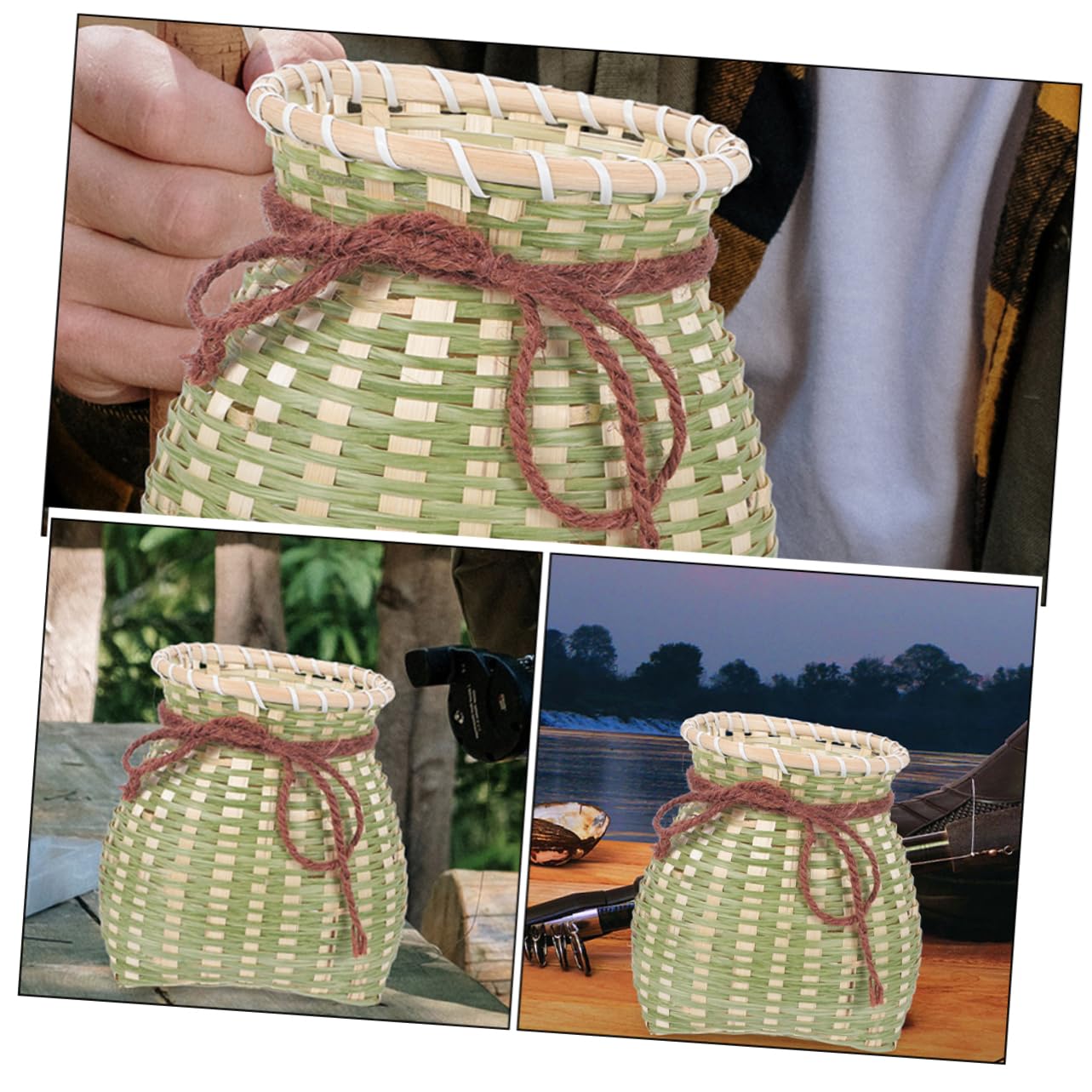 Kisangel Fischkorb Bausätze Angelwerkzeug Fischhalter Salzwasser-angelköder-Set Angelrutenhalter Bausatz Zum Herstellen Von Angelködern Netz Spule Zubehör Für Aquarien Tasche Bambus