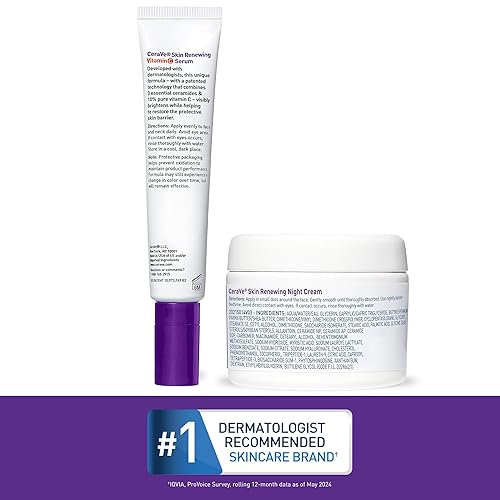 Miniatura 6 de CeraVe Set de suero de vitamina C y crema de noche para el cuidado de la piel, suero iluminador con vitamina C 10% pura y hidratante nocturno con
