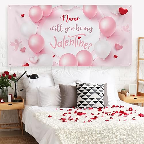 Miniatura 18 de Cartel de fondo personalizado para el día de San Valentín, decoración de San Valentín, letrero de vinilo con texto en inglés "Be My Valentine