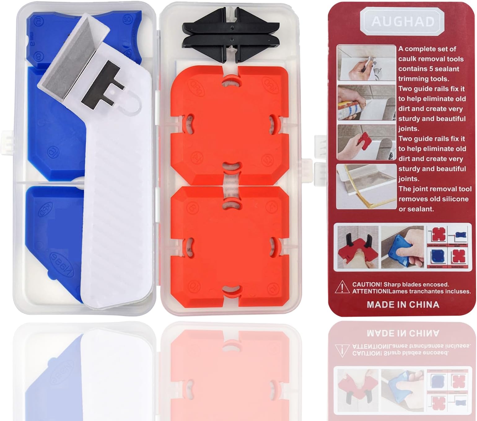 Versatile 5in1 Caulking Tool Kit Grout Removal Tool, Caulk Remover