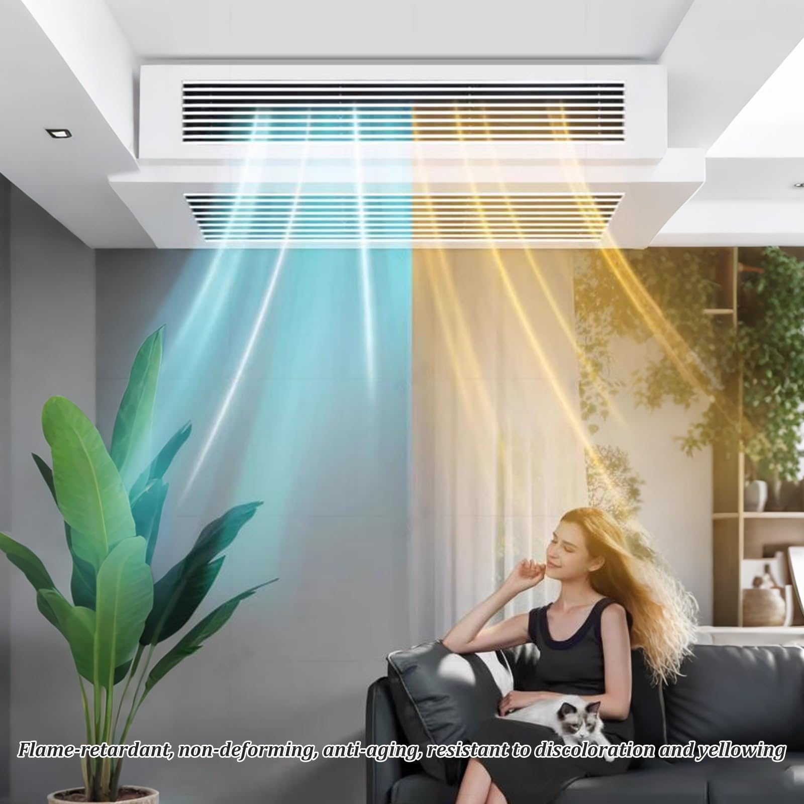 Cubierta de ventilación de Techo Moderna de 50x15 cm y 120x30 cm, extraíble, para lavadero, Dormitorio, Elegante solución de climatización, Mejora de la decoración del hogar.