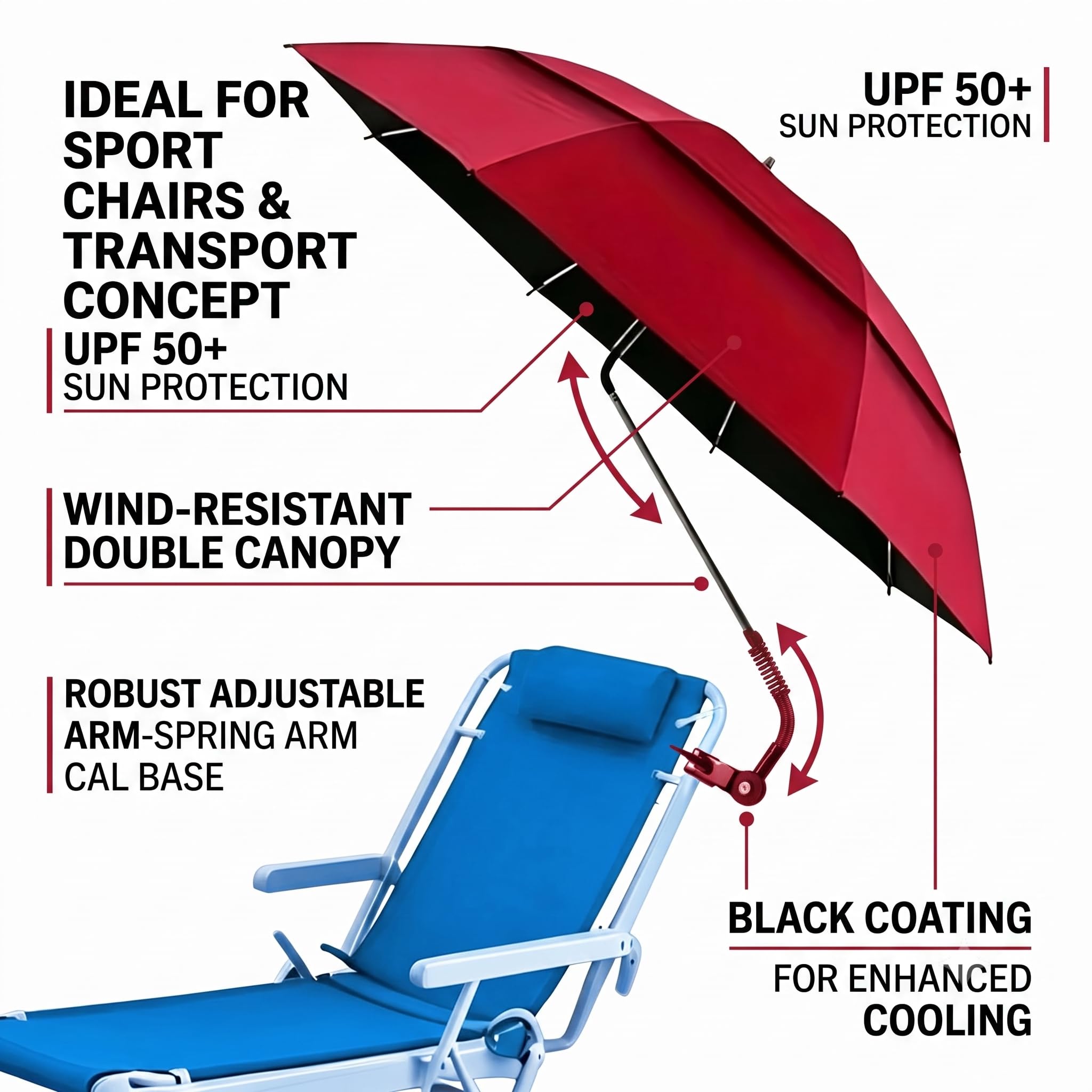 Parasol à pince pour chaise et poussette - Protection UPF 50+